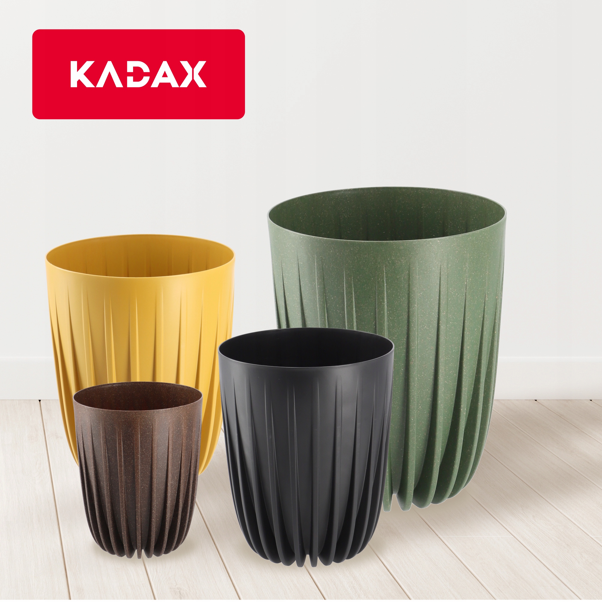 Eko doniczka z wkładem Costa 14 cm, musztardowa