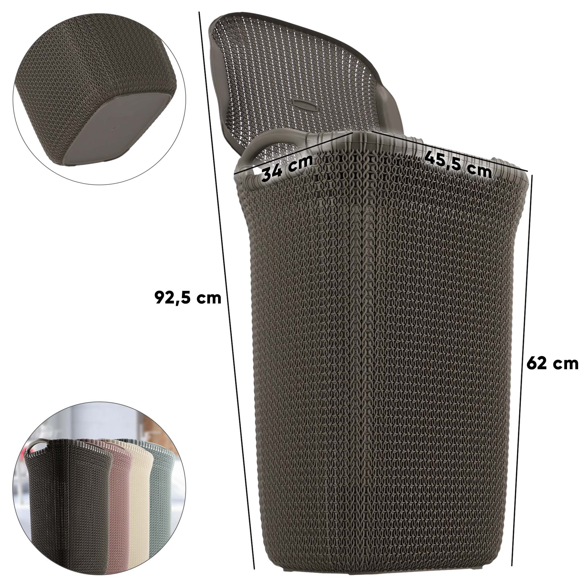 Kosz z pokrywą Curver Knit 57L brązowy