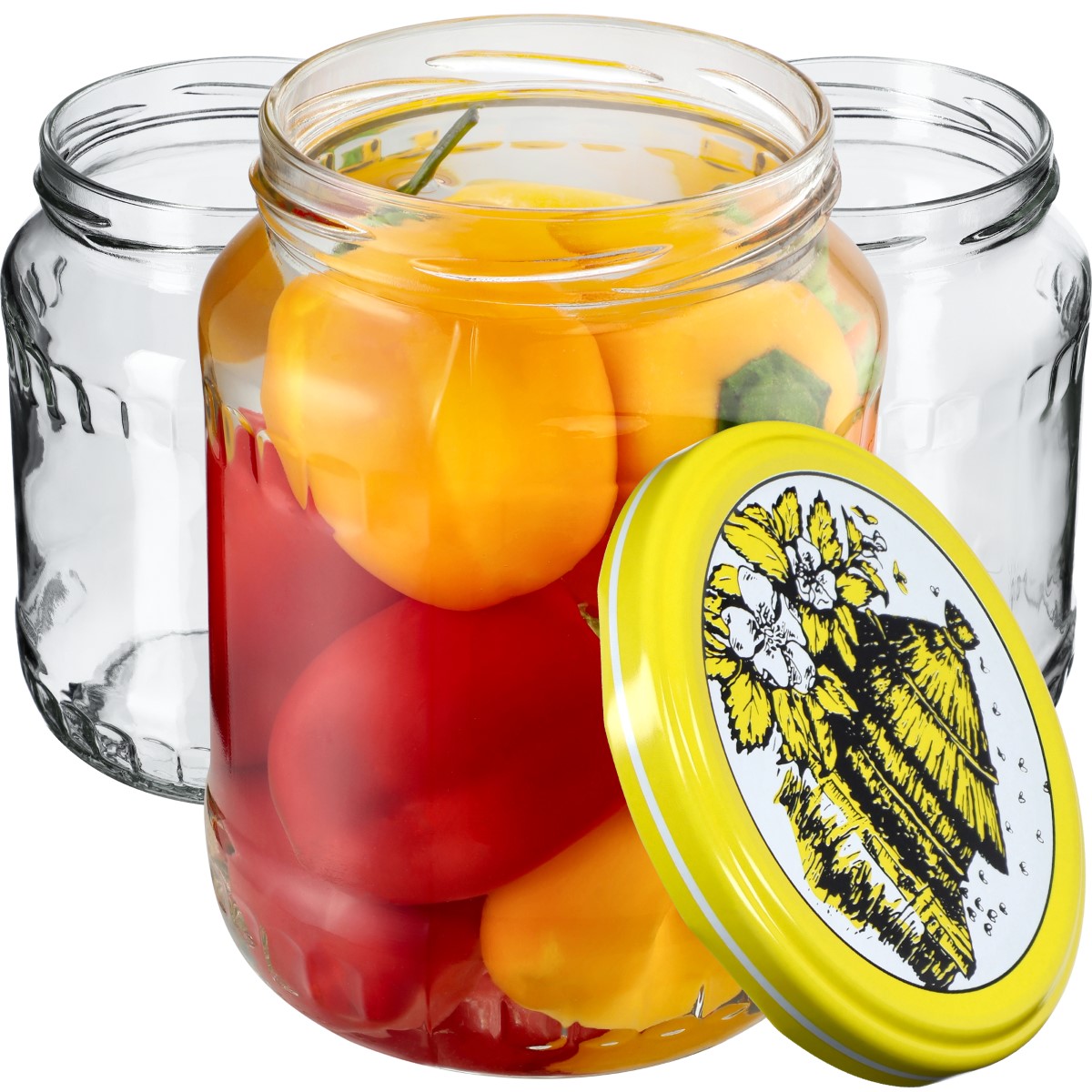 Słoiki na przetwory Jukka 720ml 48szt fi 82 mm + wieczka "Pszczoły"