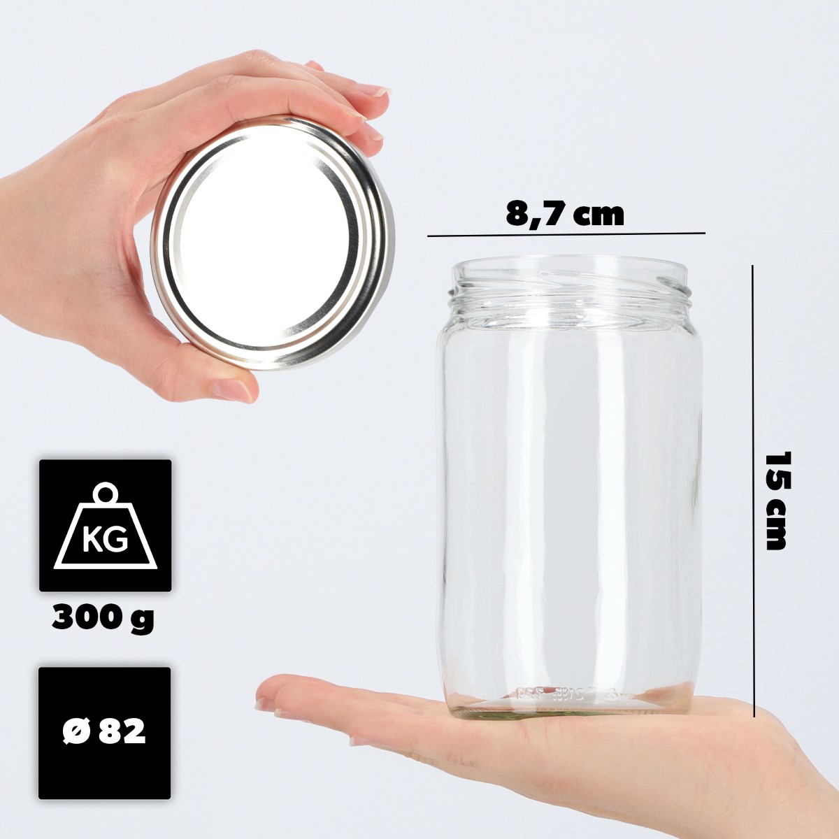 Słoiki na przetwory Niva 720ml 16szt fi 82 mm + wieczka srebrne