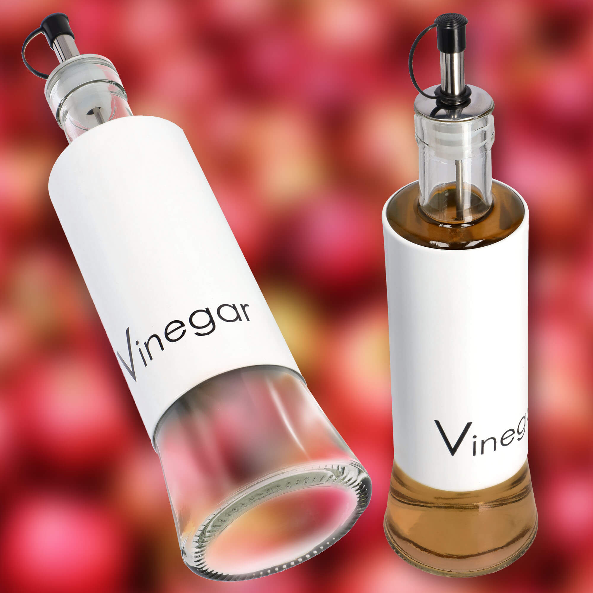 Szklany dozownik na ocet Vats 280 ml, biały