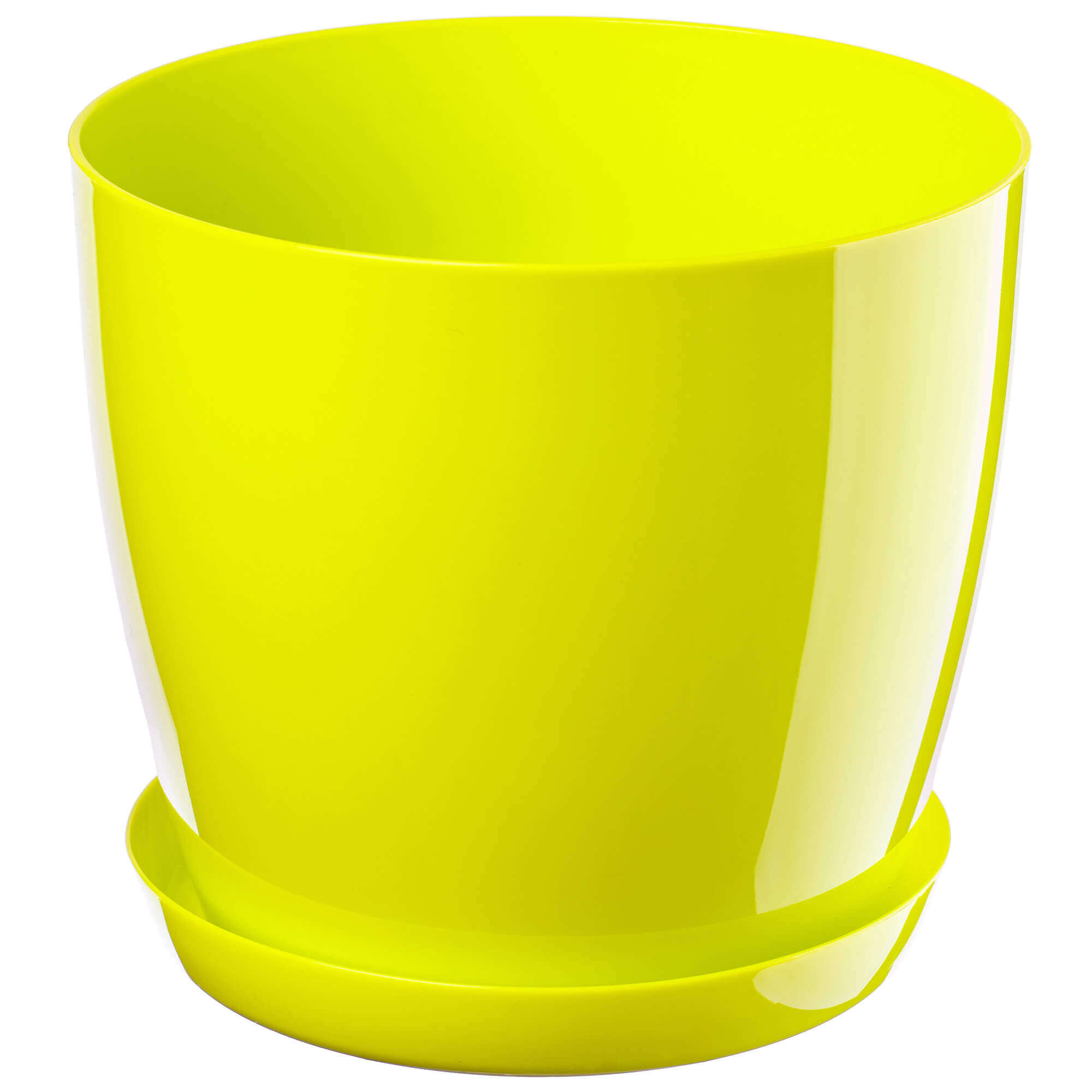 Doniczka na kwiaty z podstawką 12 cm, limonkowa