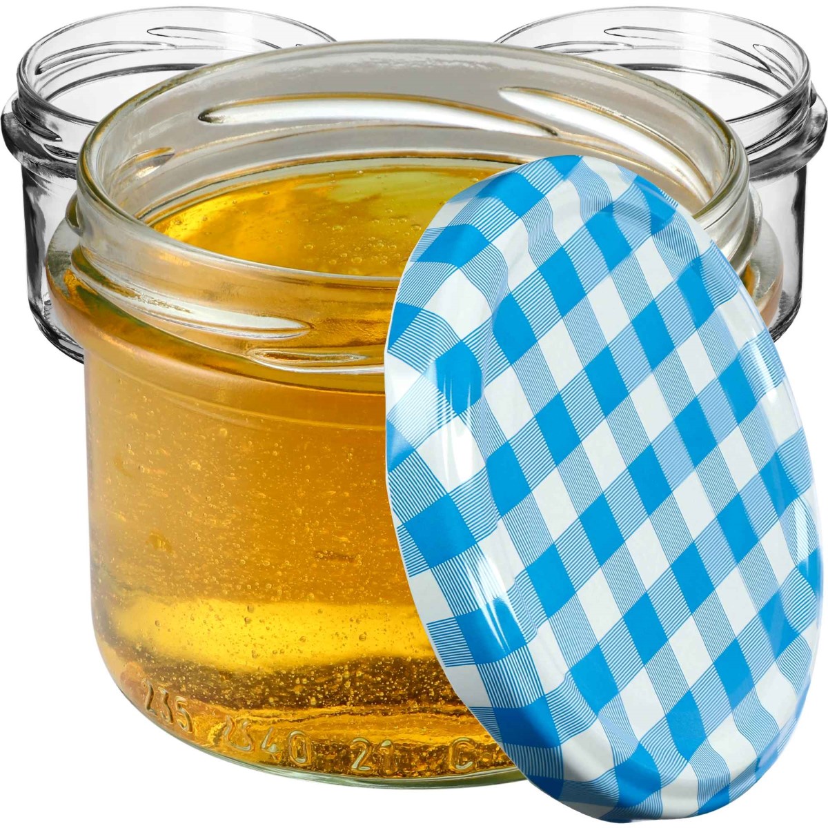 Słoiki na przetwory Tartu 235ml 20szt fi 82 mm + wieczka "Niebieska krata"
