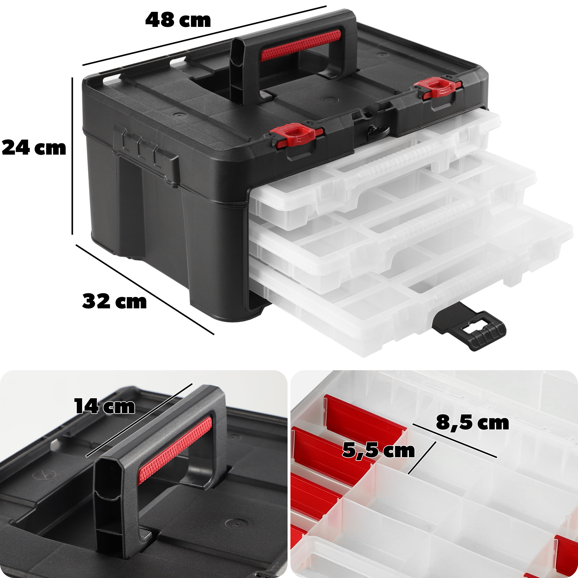 Skrzynka z 3 organizerami Keter Stack 'N' Roll 37,1L