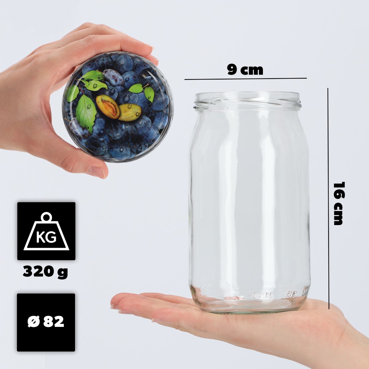 Słoiki na przetwory Niva 760ml 24szt fi 82 mm + wieczka "Śliwki"