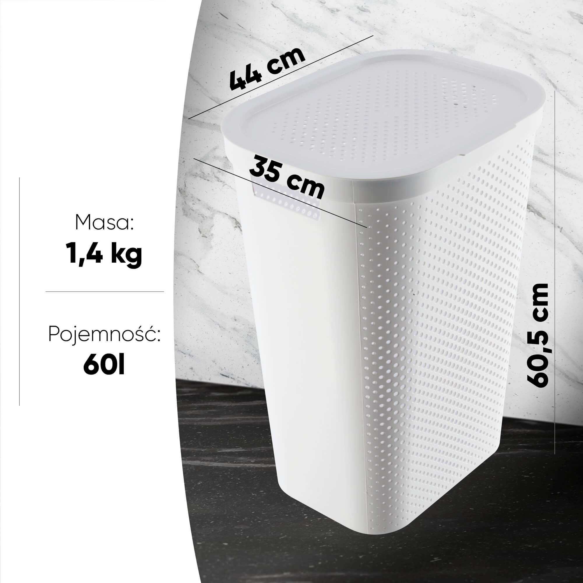 Kosz z pokrywą Curver Infinity 60L biały