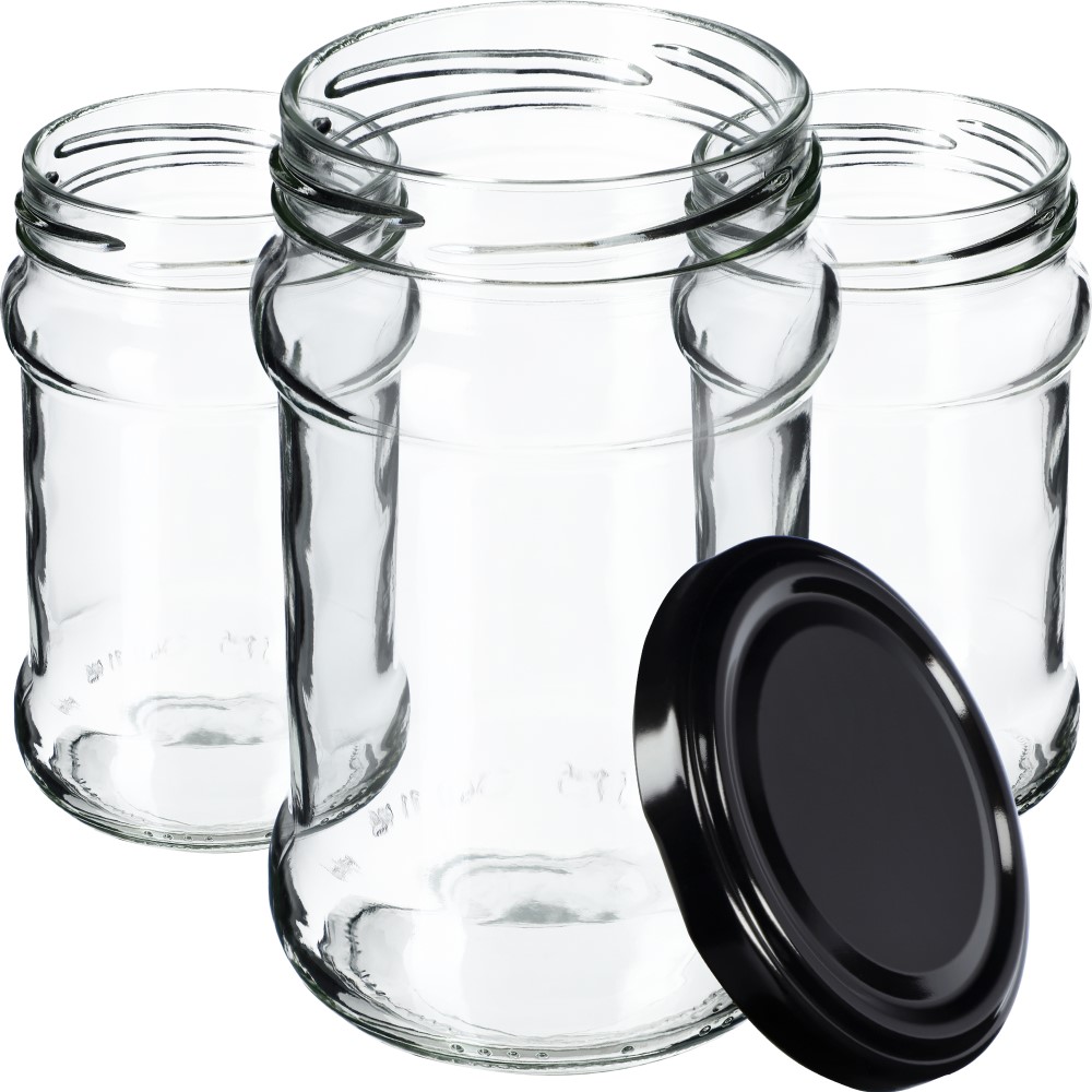 Słoiki na przetwory Seno 315ml 10szt fi 66 mm + wieczka czarne