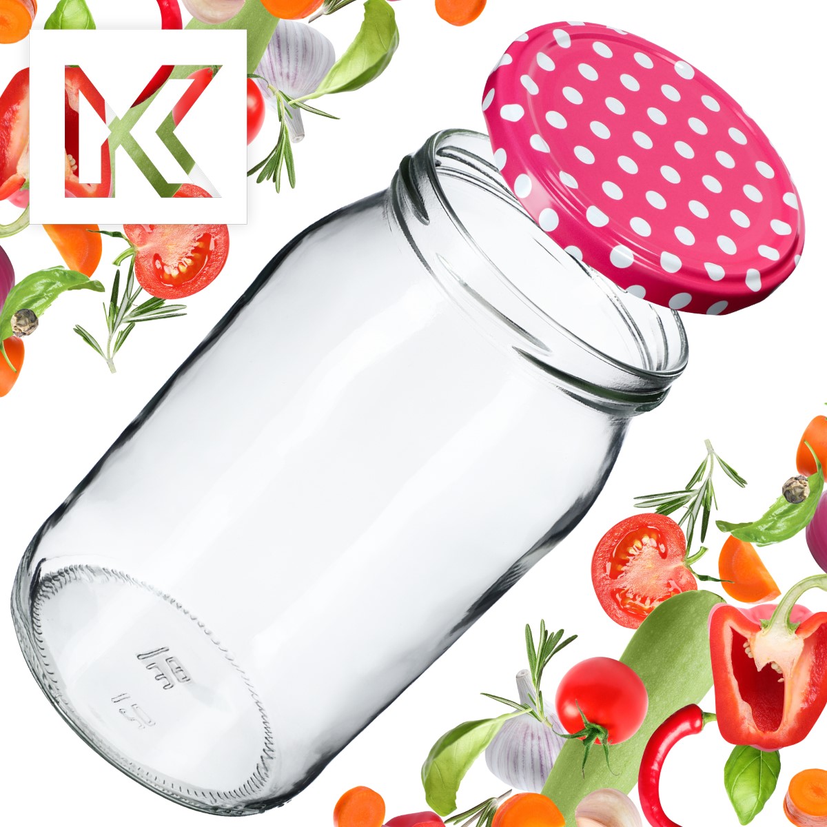 Słoiki na przetwory Niva 760ml 24szt fi 82 mm + wieczka "Groszek różowy"