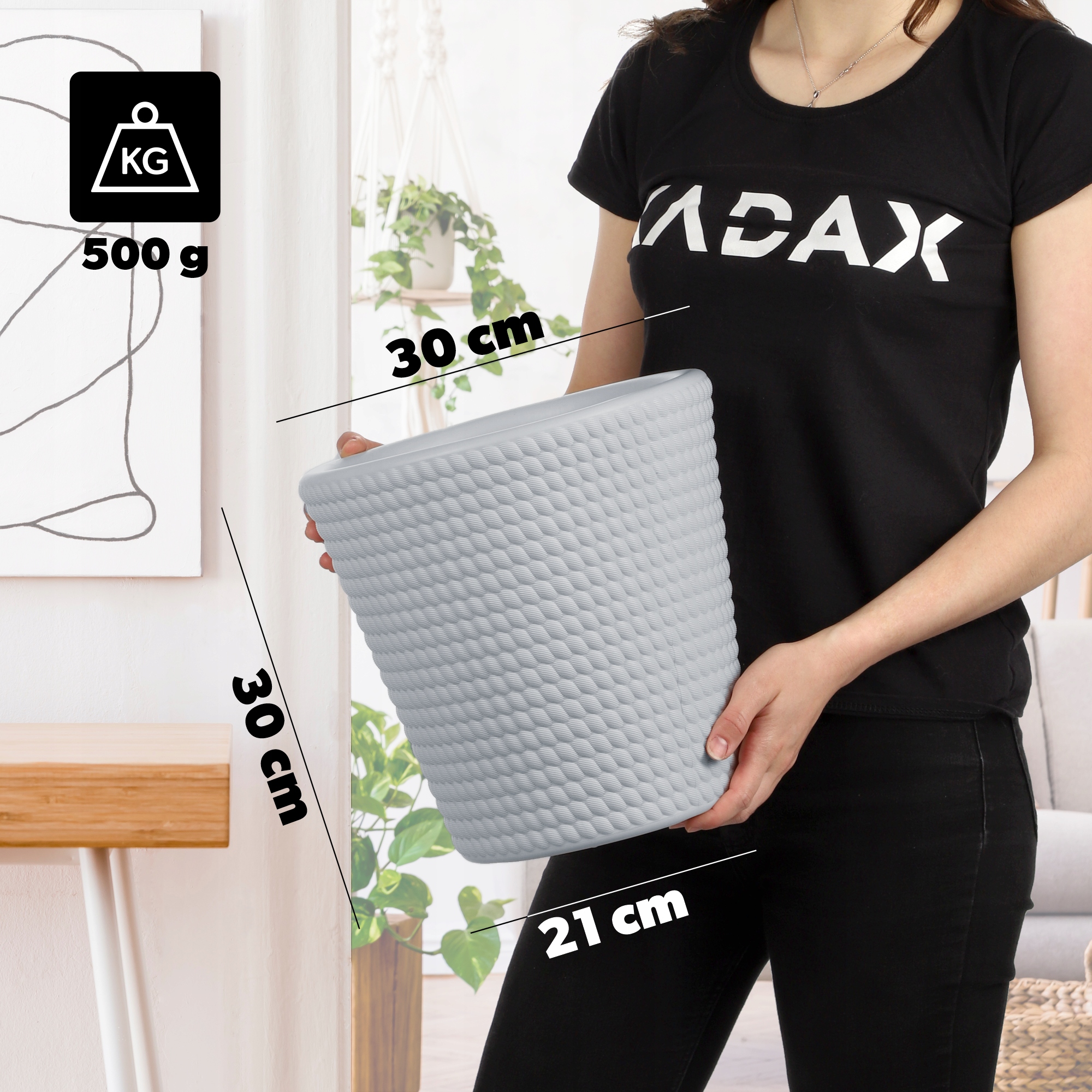 Doniczka na kwiaty Muro 30 cm, szara
