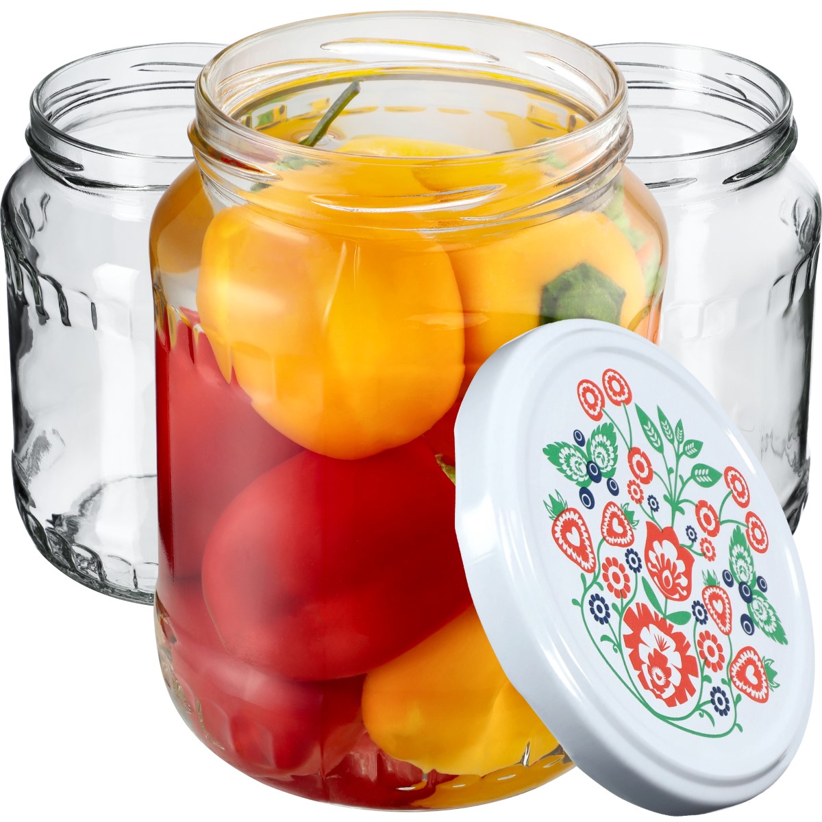 Słoiki na przetwory Jukka 720ml 48szt fi 82 mm + wieczka "Folklor"
