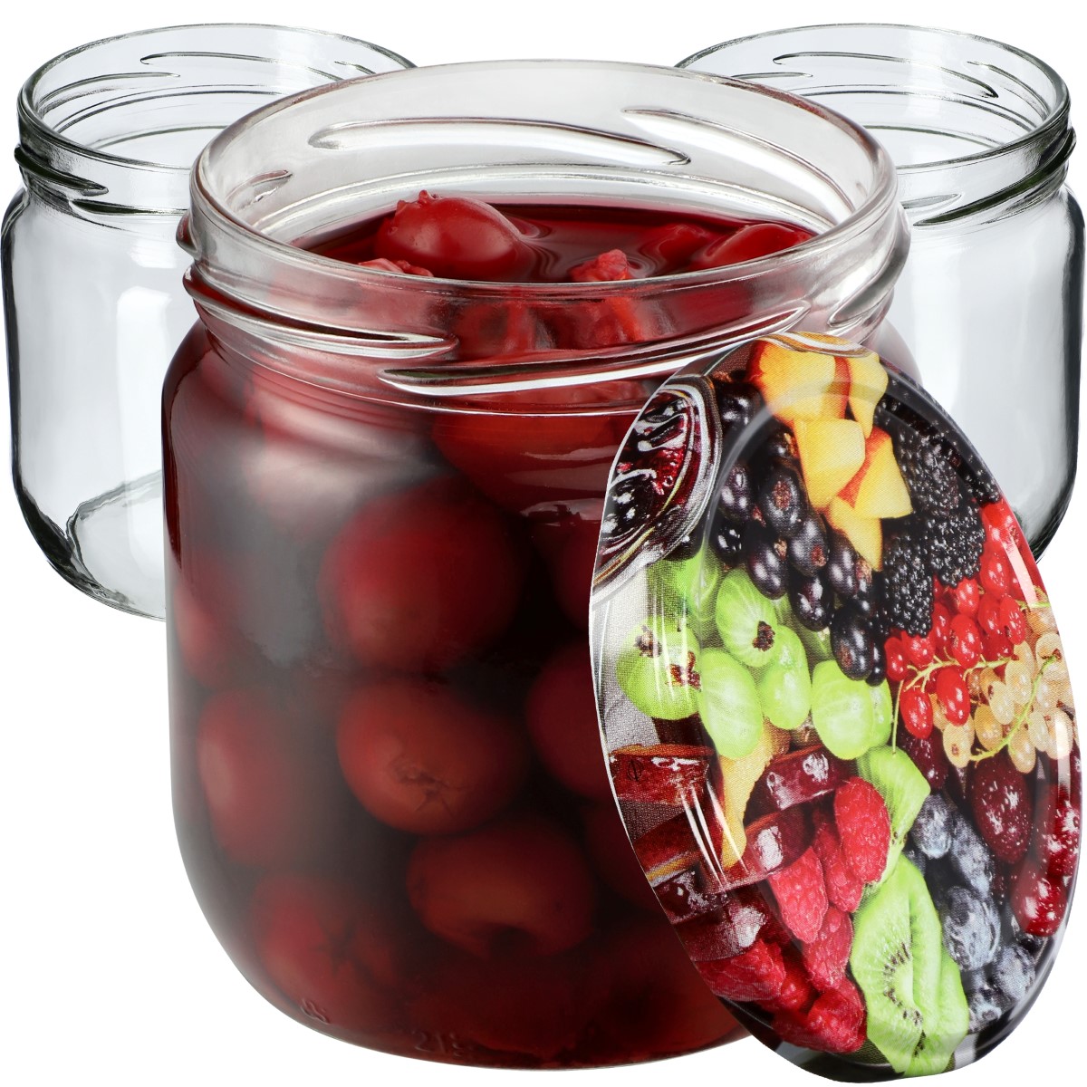 Słoiki na przetwory Salla 425ml 48szt fi 82 mm + wieczka "Mix owoców"