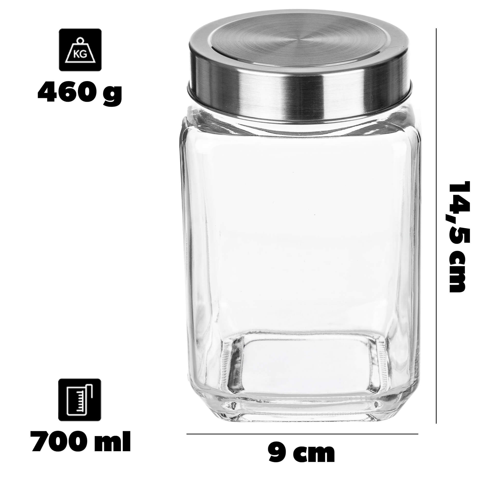 Szklany pojemnik na żywność Ferno 700 ml, srebrny