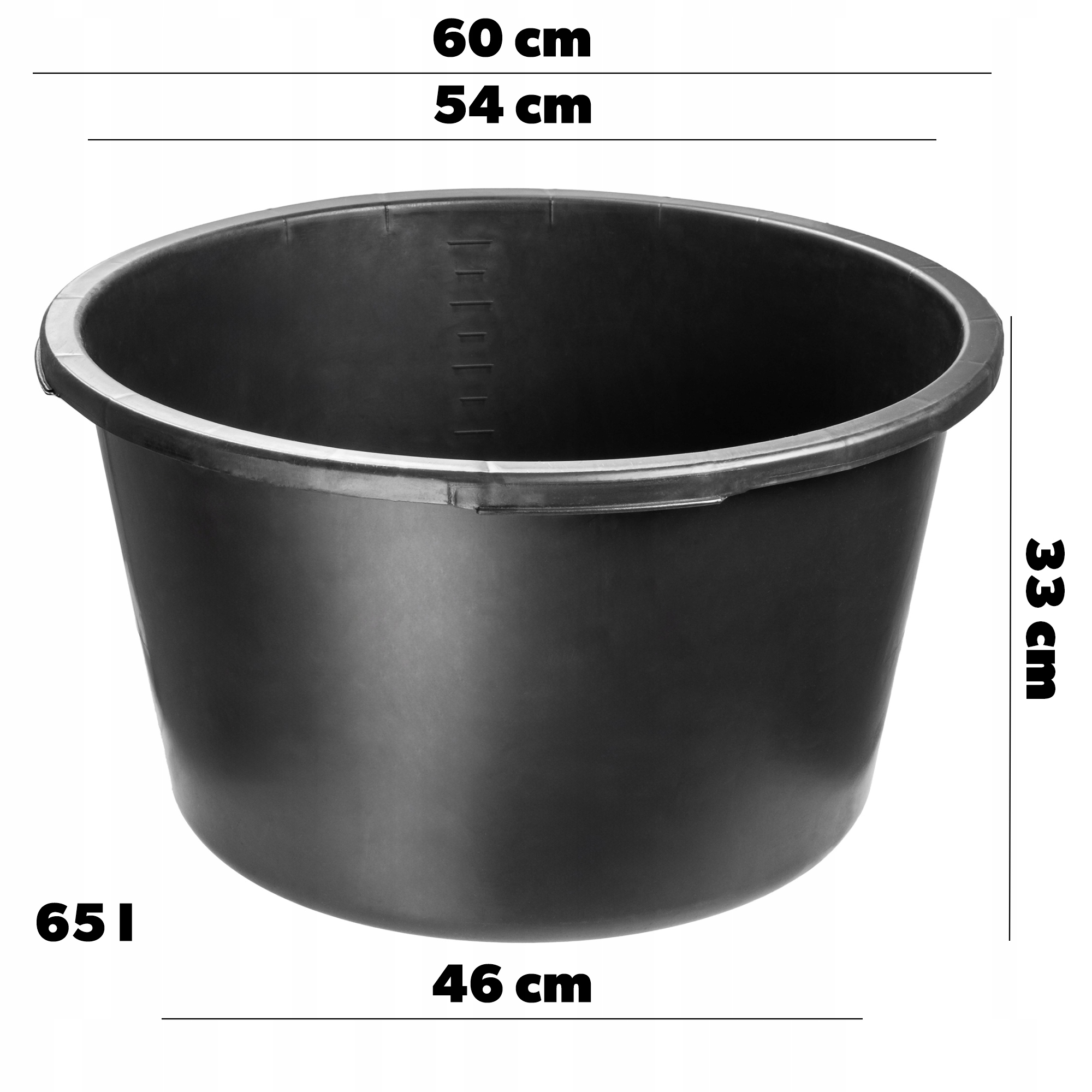 Kastra budowlana okrągła 65 L, czarna