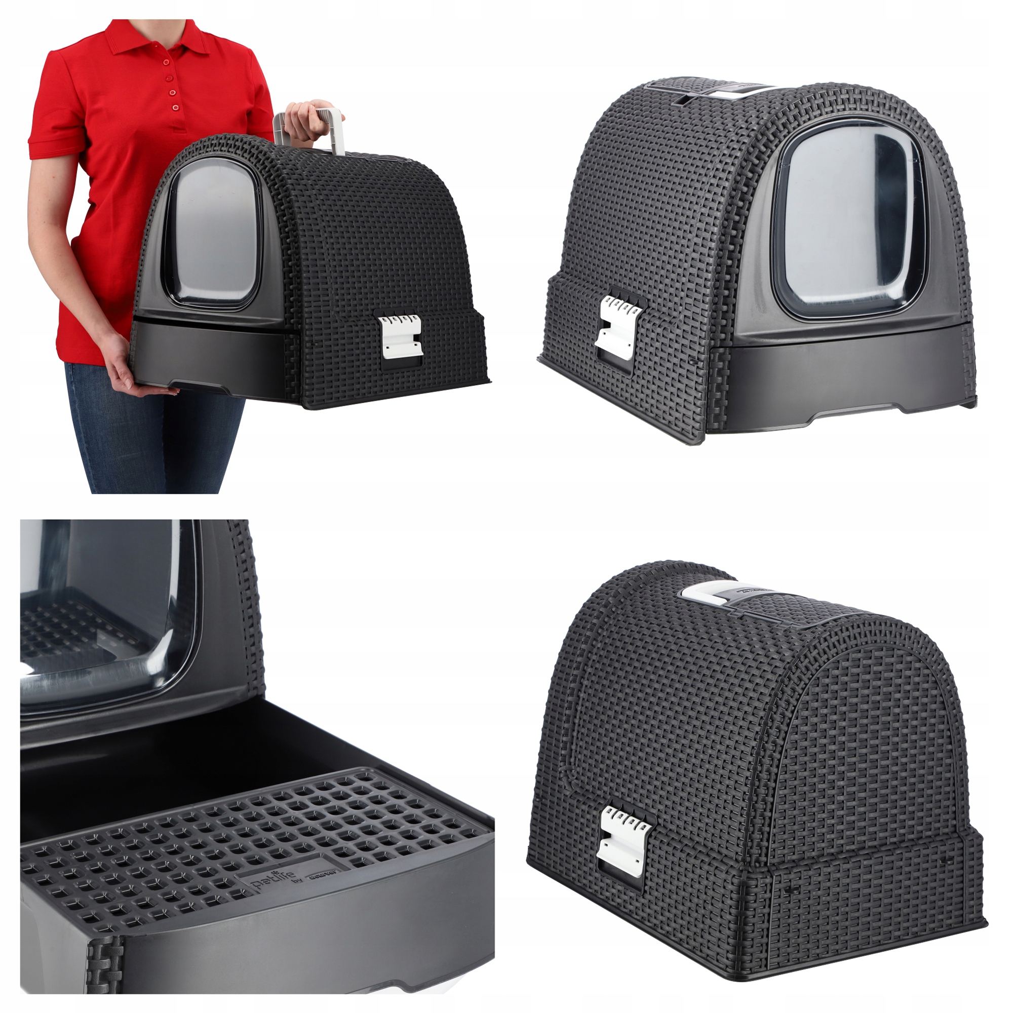 Zestaw Kuweta dla kota + transporter Curver Pet Life, grafit