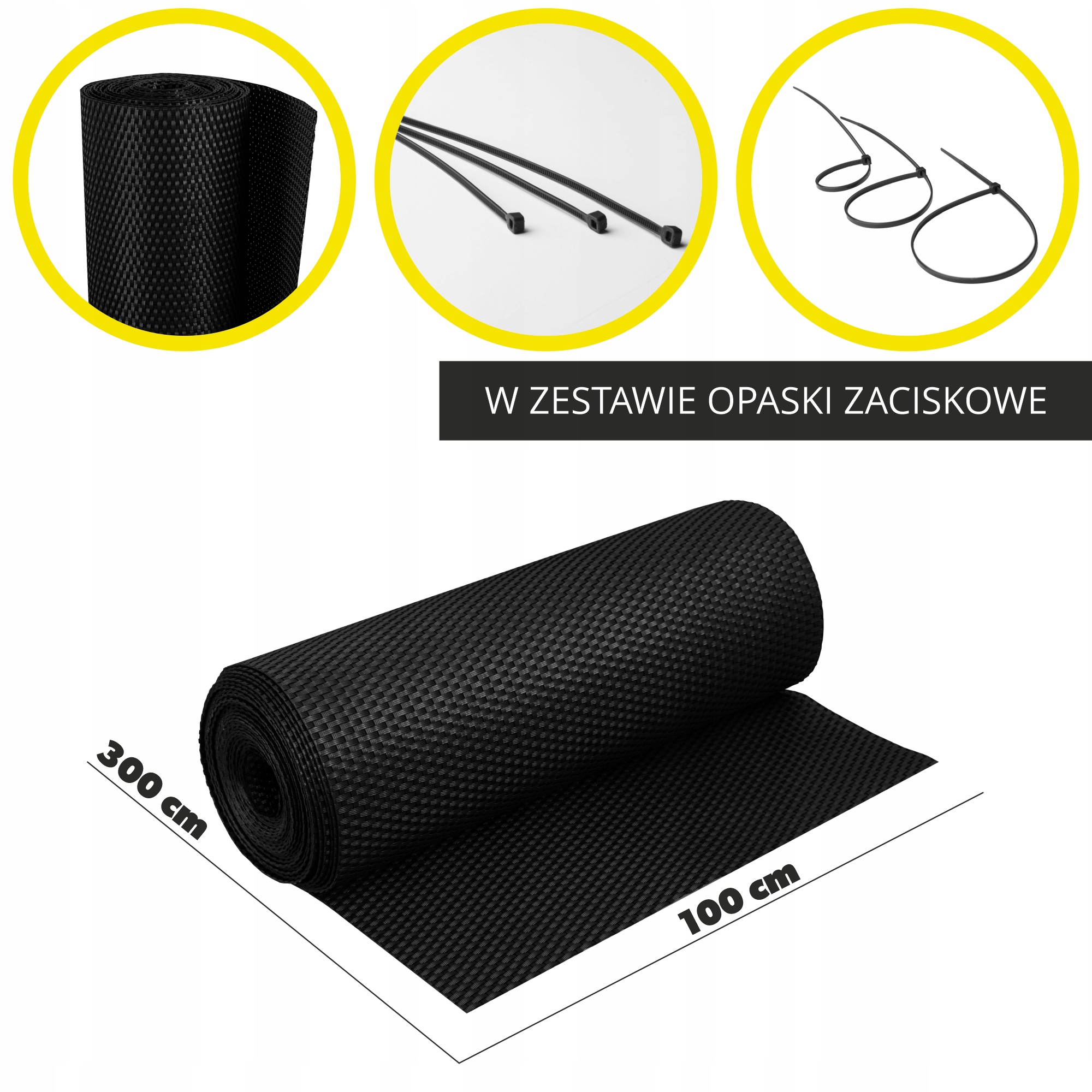 Osłona balkonowa 100 x 300 cm, czarna