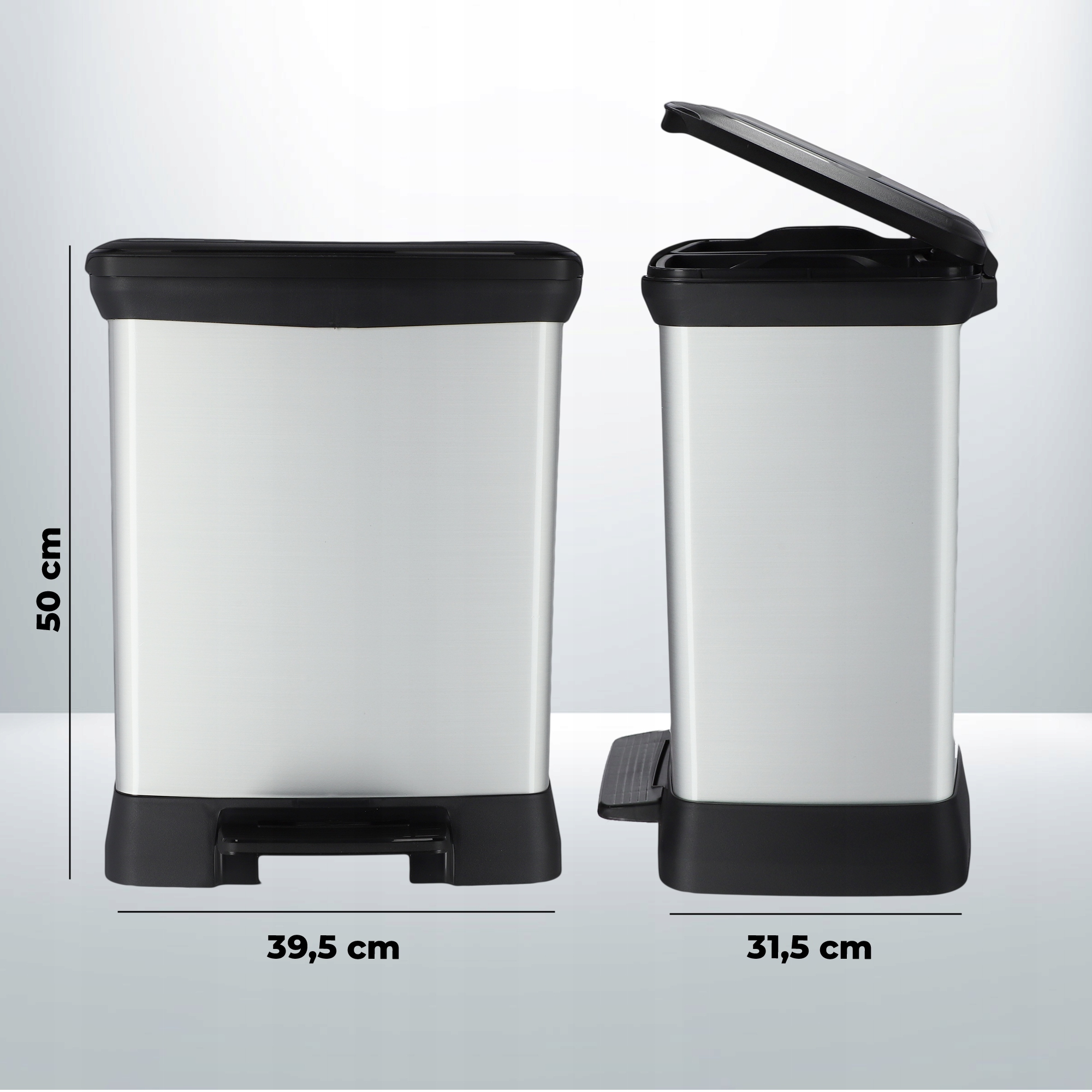 Kosz na śmieci Curver 30L, srebrny