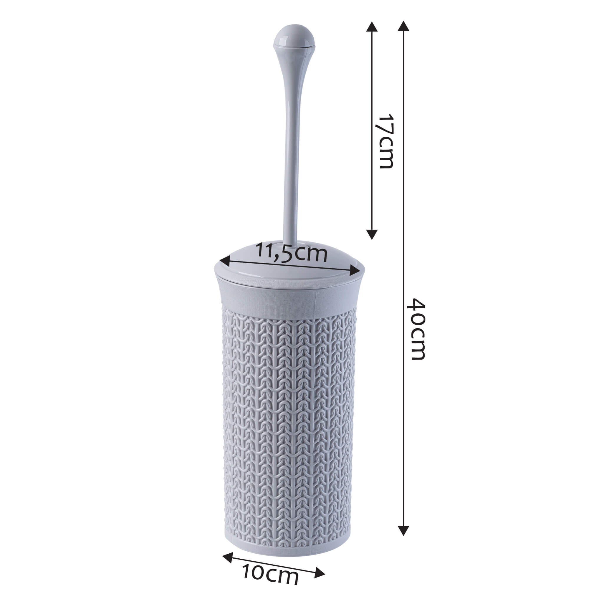 Szczotka do WC z pojemnikiem Linxe, 40 cm, szara