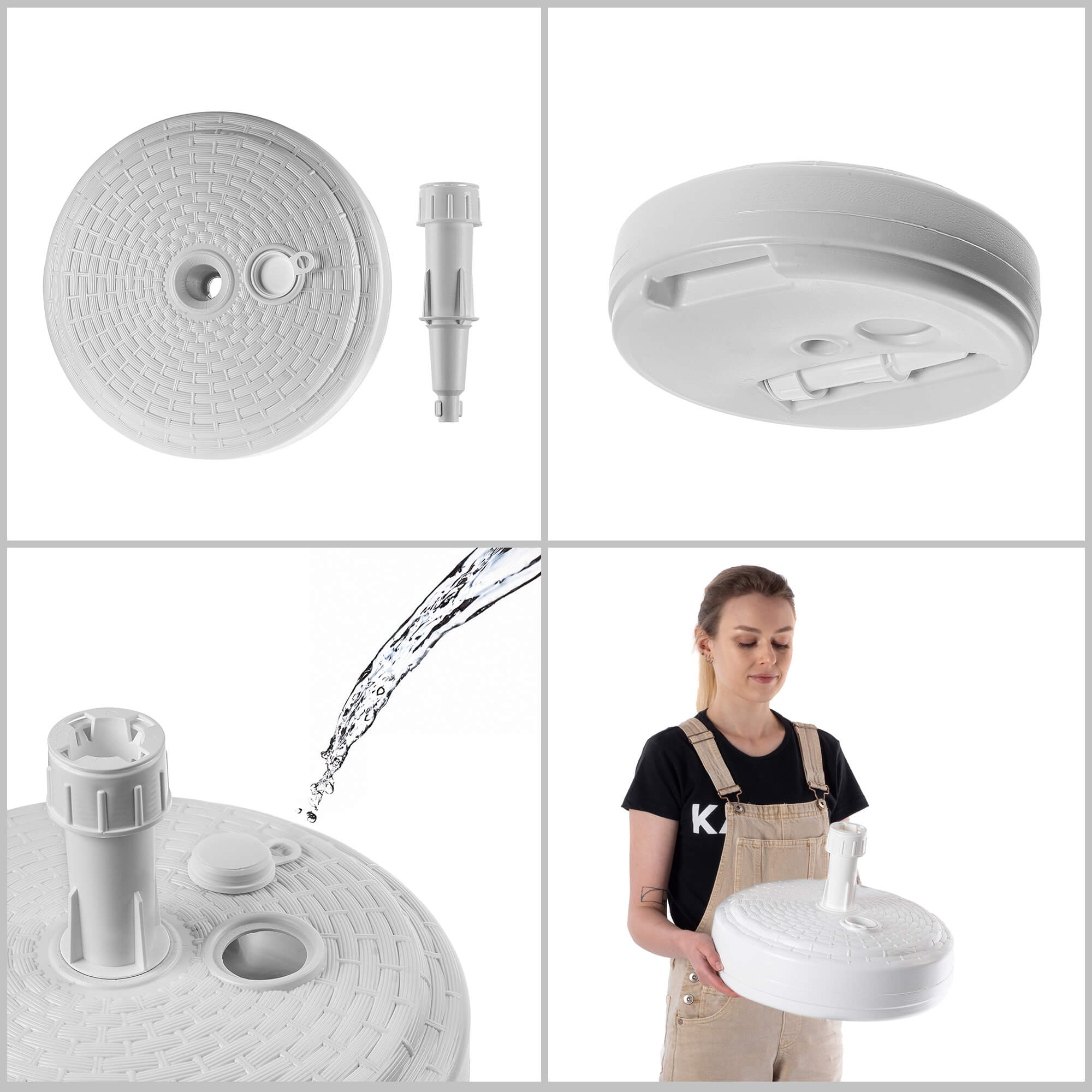 Podstawa pod parasol ogrodowy Solero rattan okrągła biała