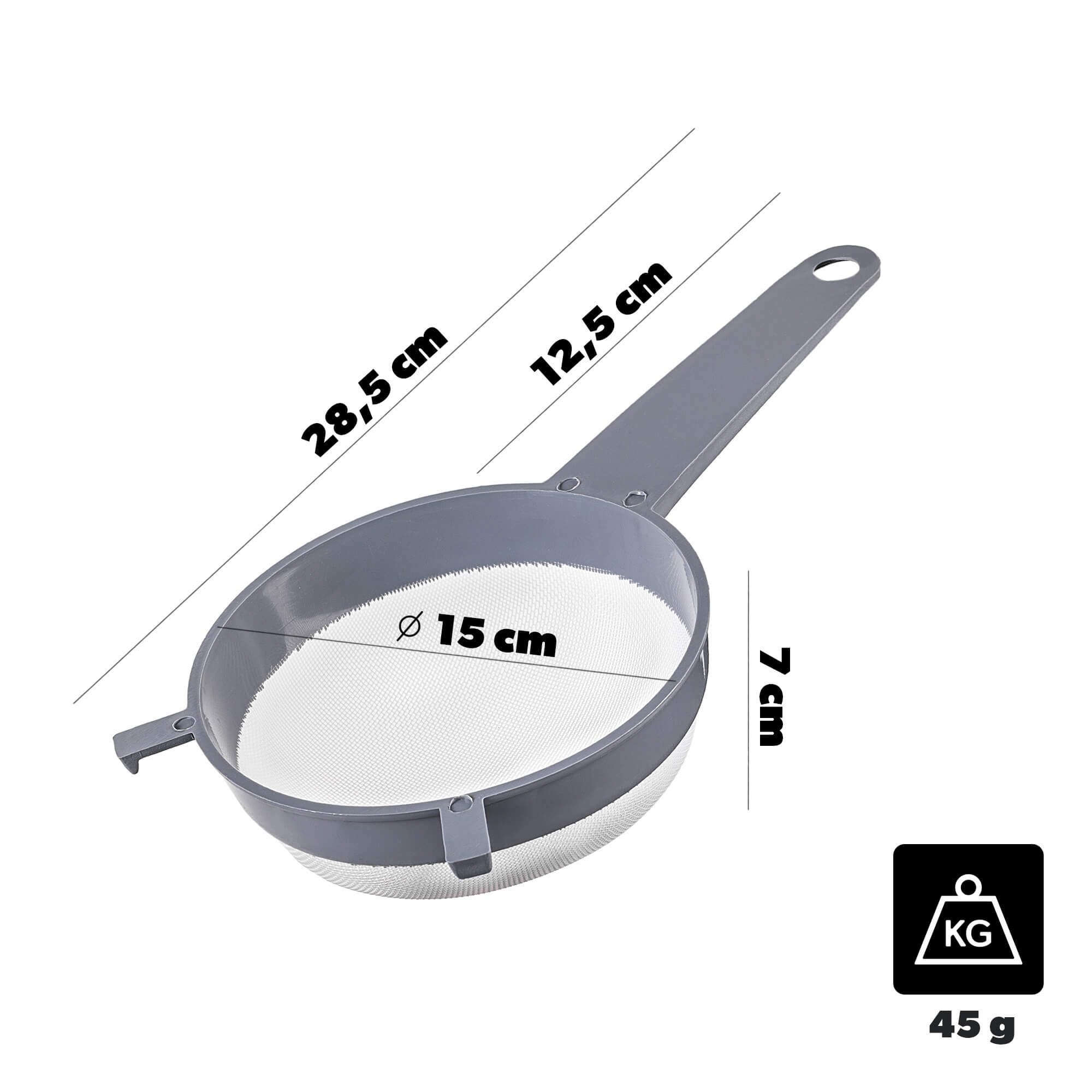 Sitko kuchenne Paludi 15 cm szare