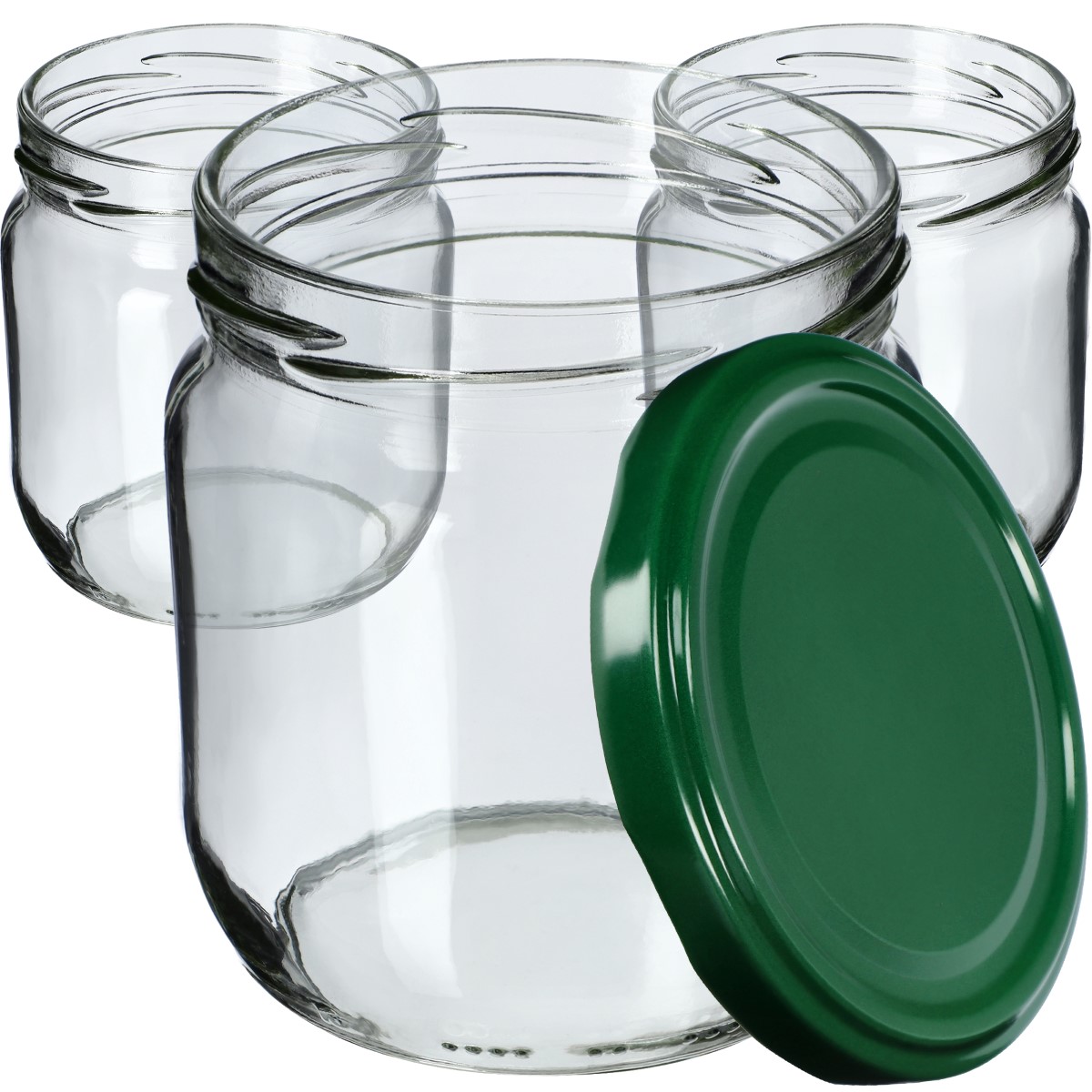 Słoiki na przetwory Salla 425ml 12szt fi 82 mm + wieczka zielone