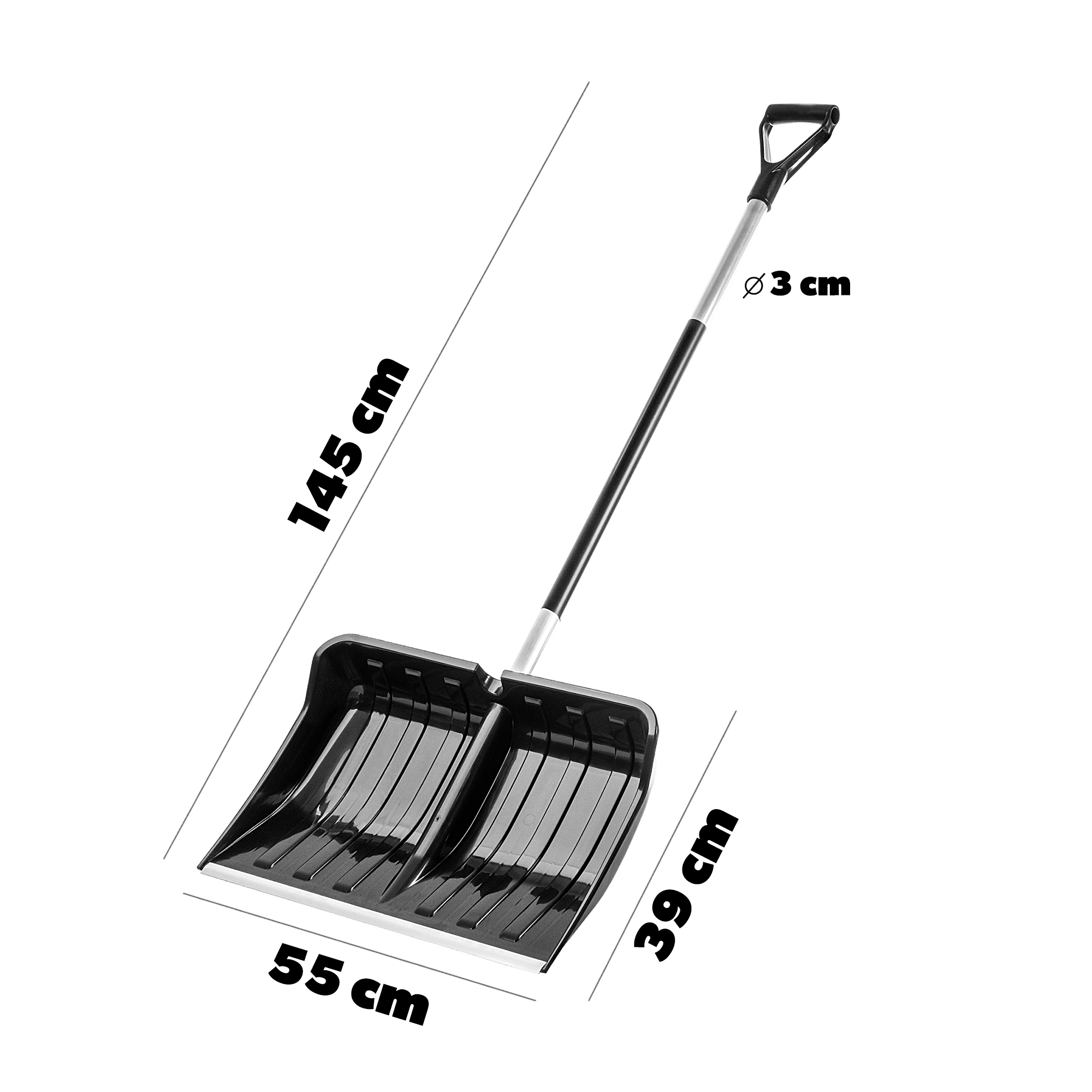 Łopata do śniegu 55 cm czarna