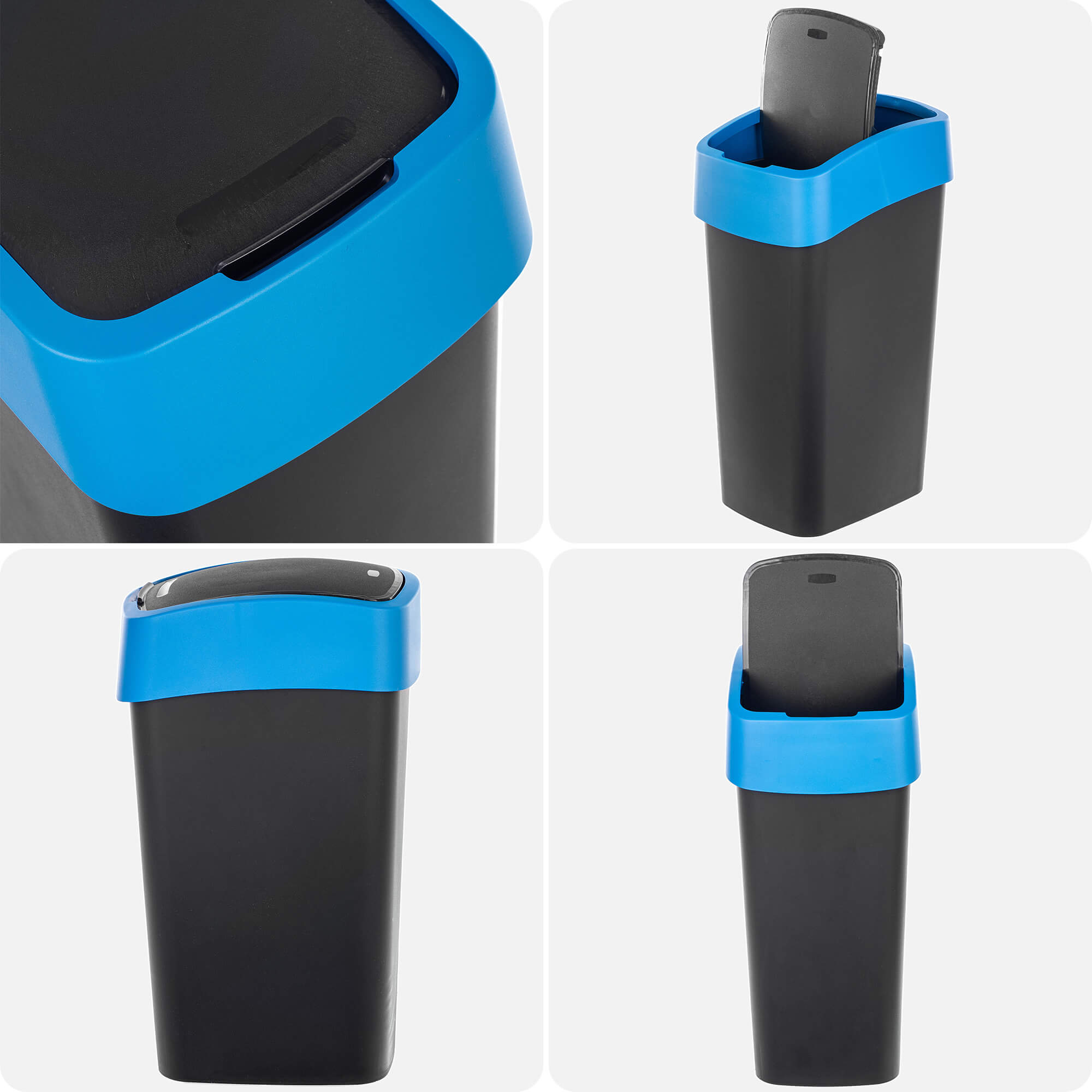 Kosz na śmieci Curver Flip Bin 45L czarno-niebieski