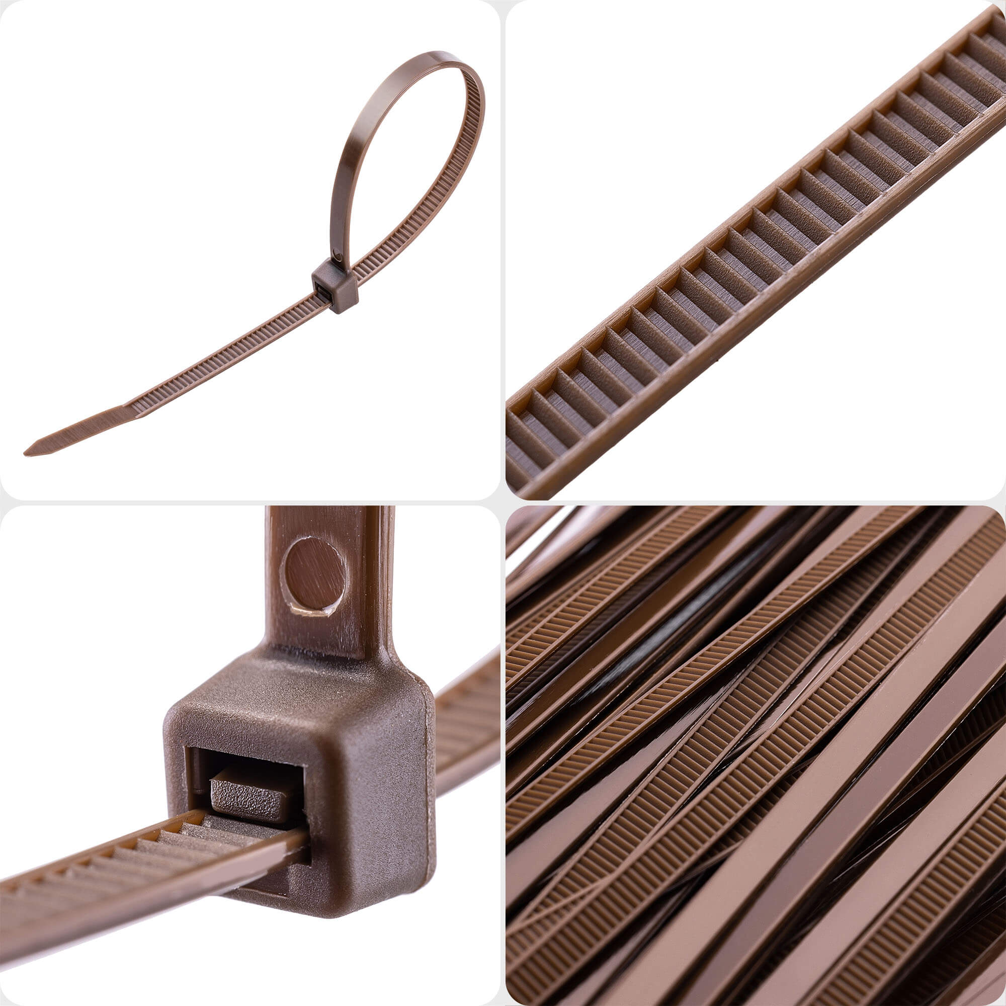Opaski zaciskowe Maurens 250 x 4.8 mm brązowe 100 szt.