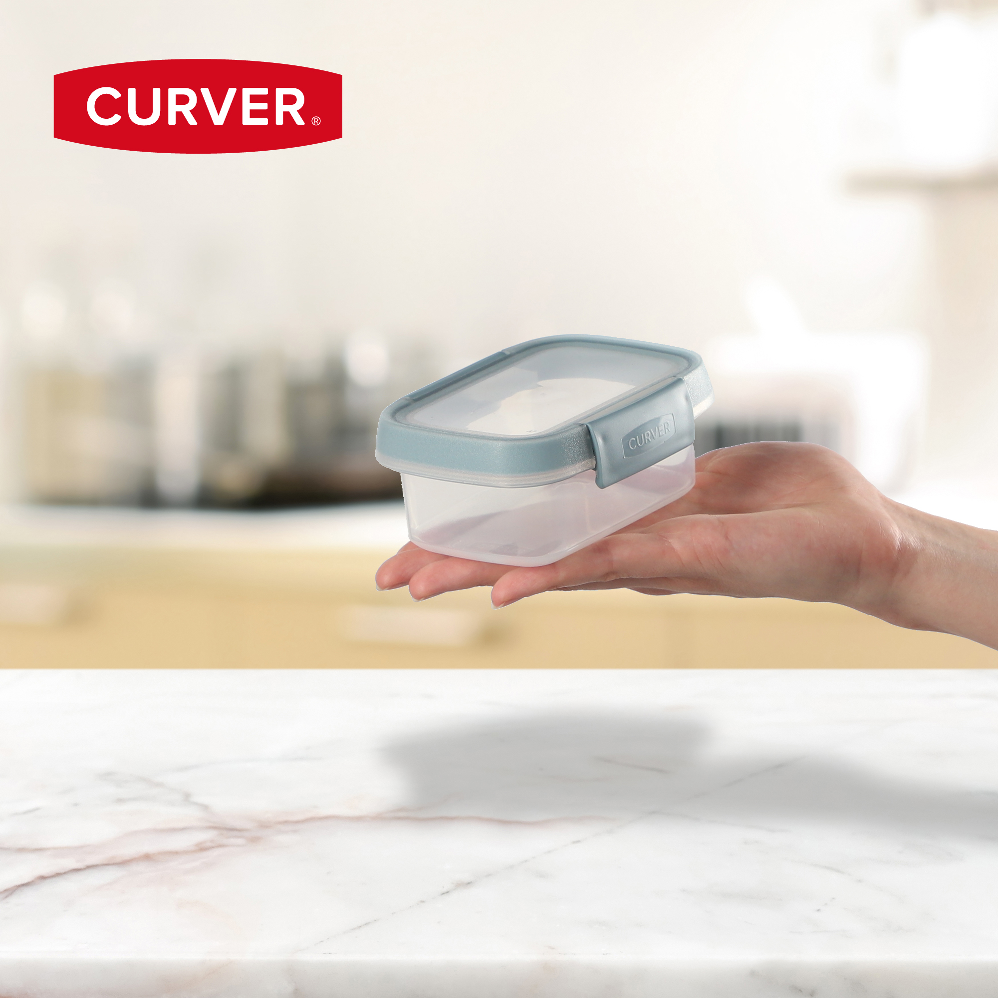Pojemnik na żywność 0.2L Curver Smart Fresh, szarobłękitny