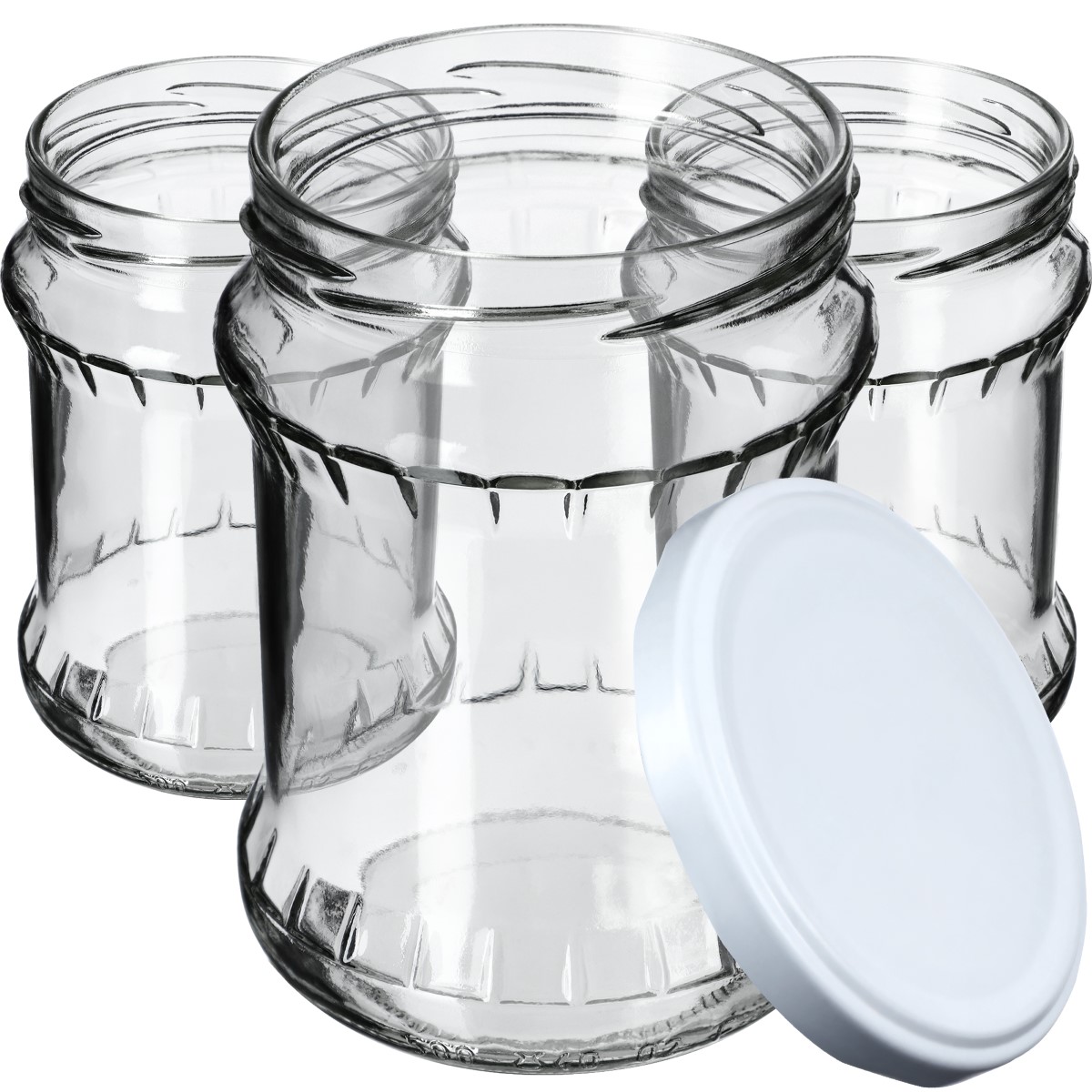 Słoiki na przetwory Kisko 500ml 24szt fi 82 mm + wieczka białe