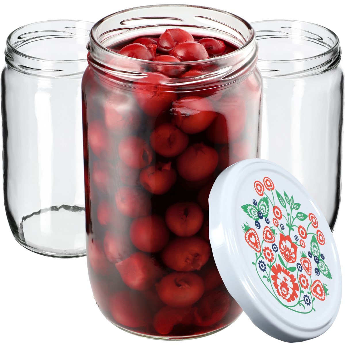 Słoiki na przetwory Niva 720ml 8szt fi 82 mm + wieczka "Folklor"