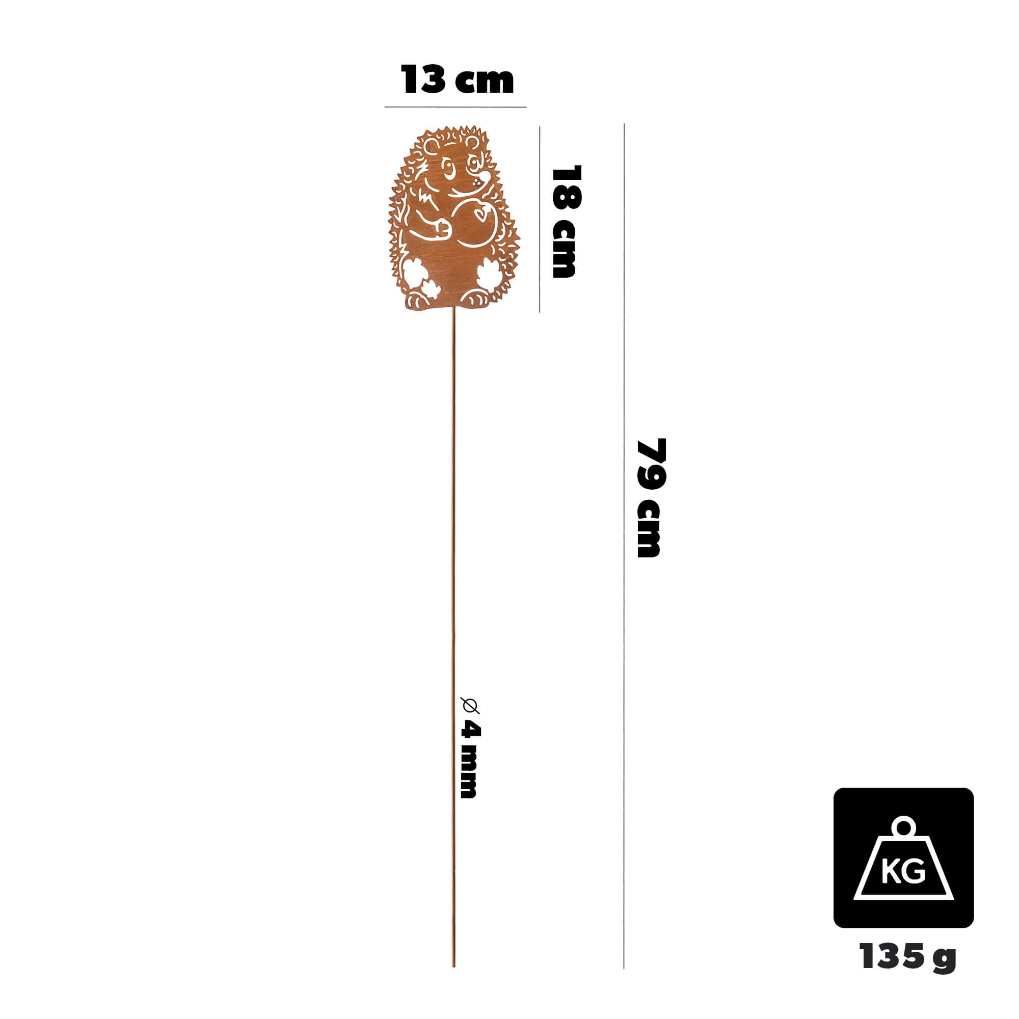 Ozdoba ogrodowa ze stali corten Laborde jeż 13 x 79 cm 6 szt.