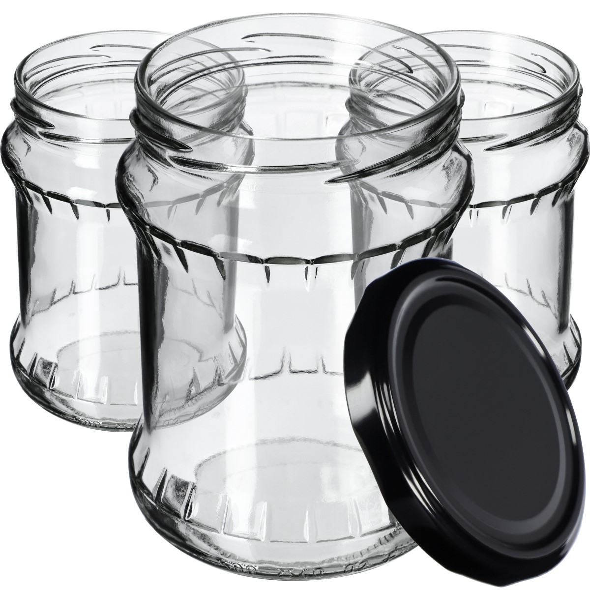 Słoiki na przetwory Kisko 500ml 8szt fi 82 mm + wieczka czarne