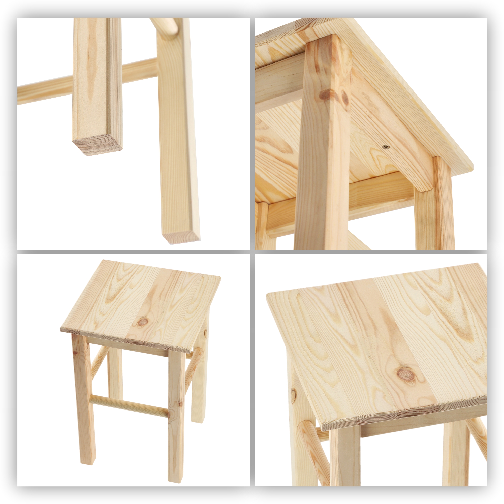 Taboret drewniany kwadratowy 44 x 30 cm, 4 szt.