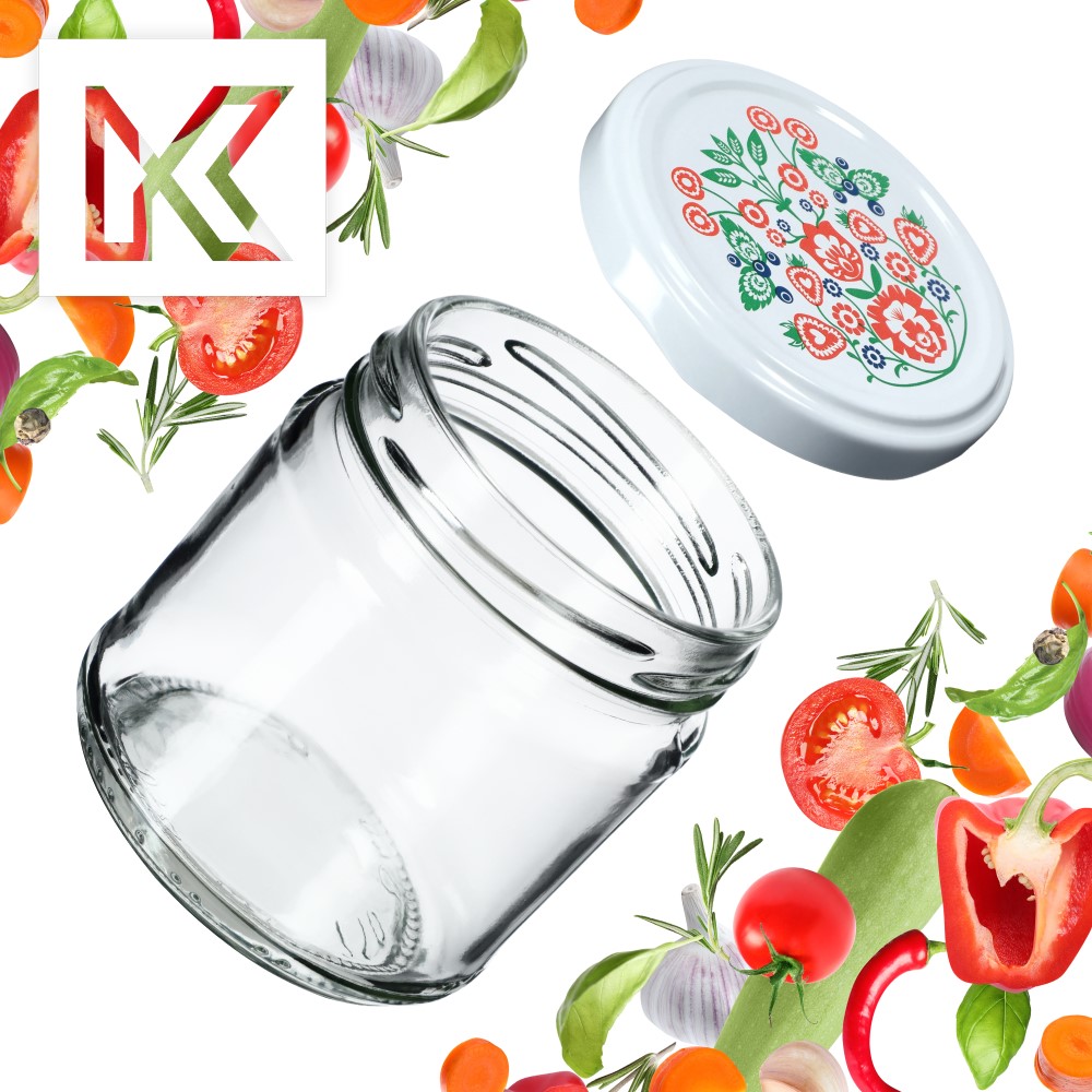 Słoiki na przetwory Lerma 200ml 50szt fi 66 mm + wieczka "Folklor"