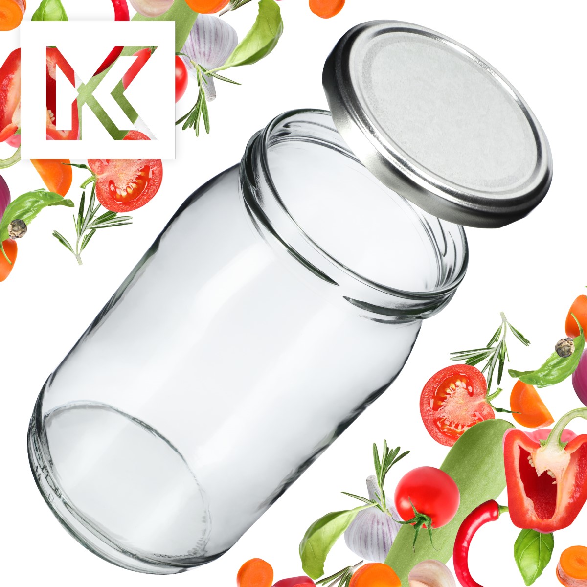 Słoiki na przetwory Simo 900ml 48szt fi 82 mm + wieczka srebrne