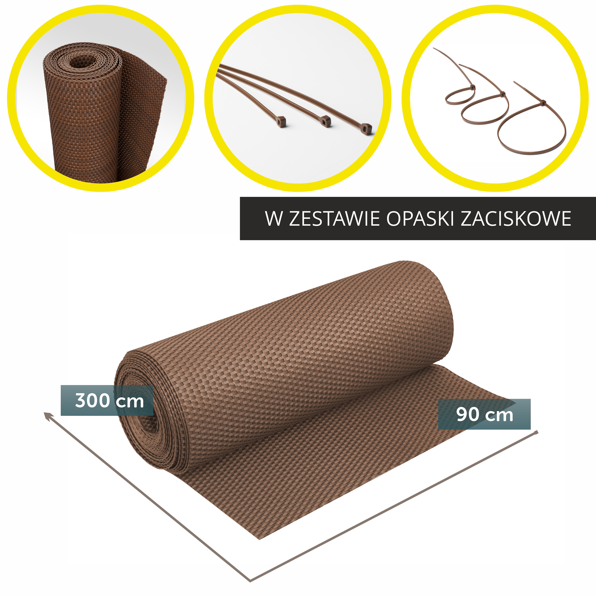 Osłona balkonowa Espa 90 x 300 cm, jasny brąz