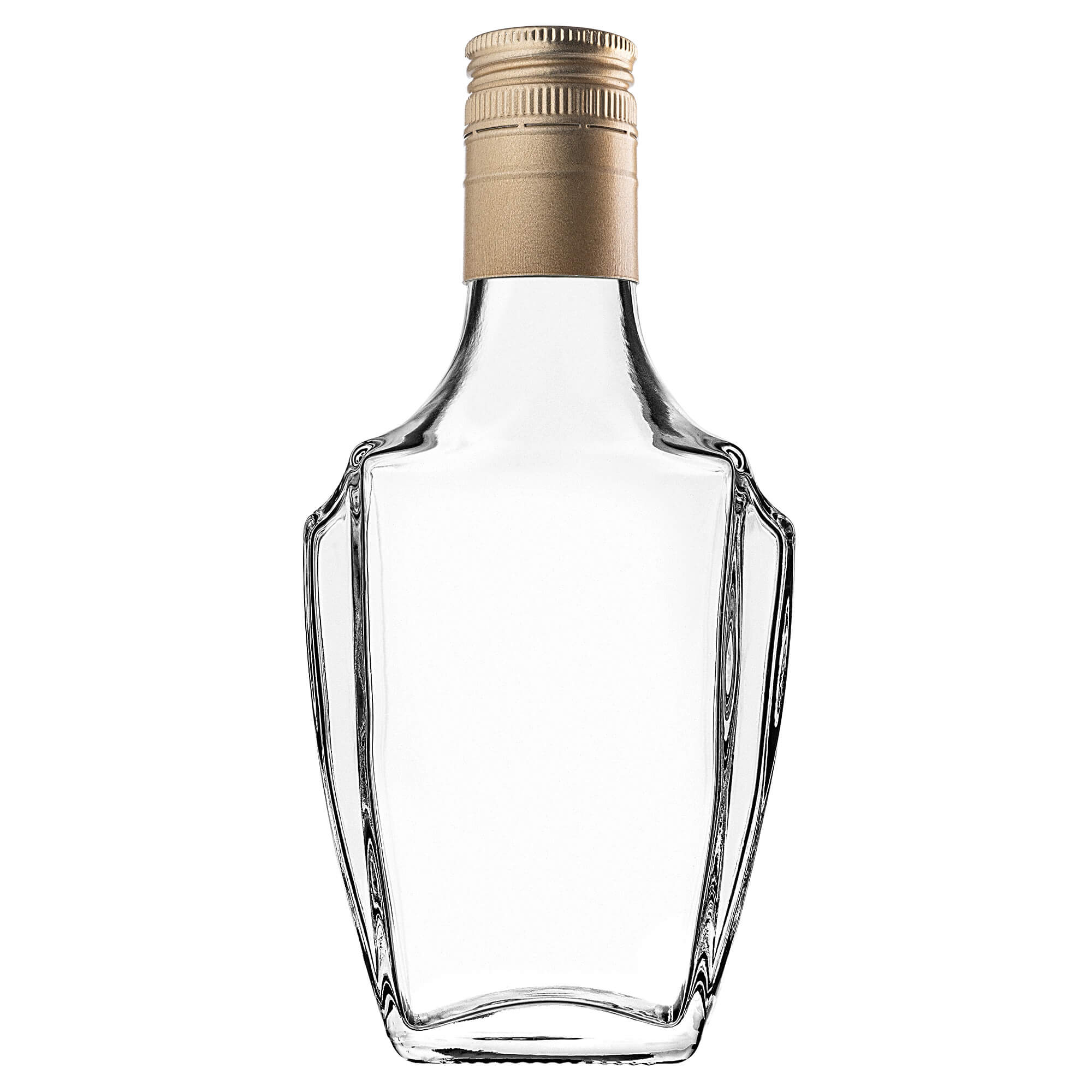 Szklana butelka na nalewkę Faenza 250ml z długą złotą zakrętką 50 szt.