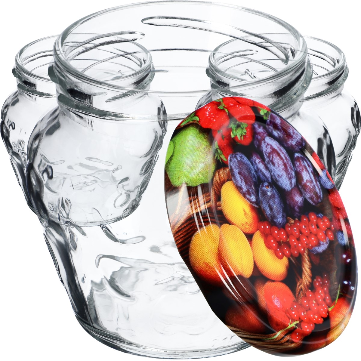 Słoiki Kemi 200ml 10szt fi 66 mm + wieczka "Mix Owoców"