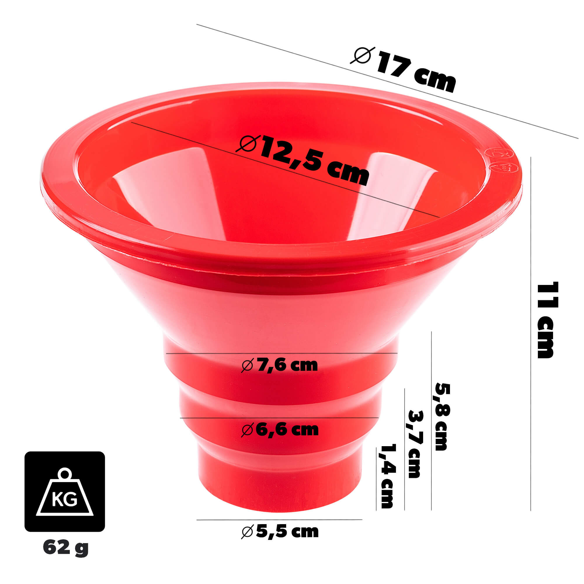 Lejek do napełniania słoików Gavoi 17 cm czerwony