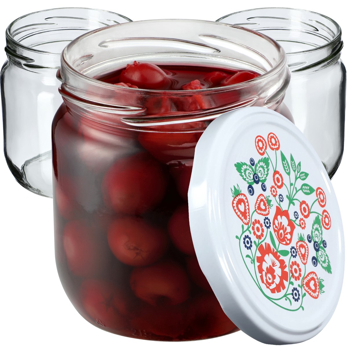 Słoiki na przetwory Salla 425ml 24szt fi 82 mm + wieczka "Folklor"