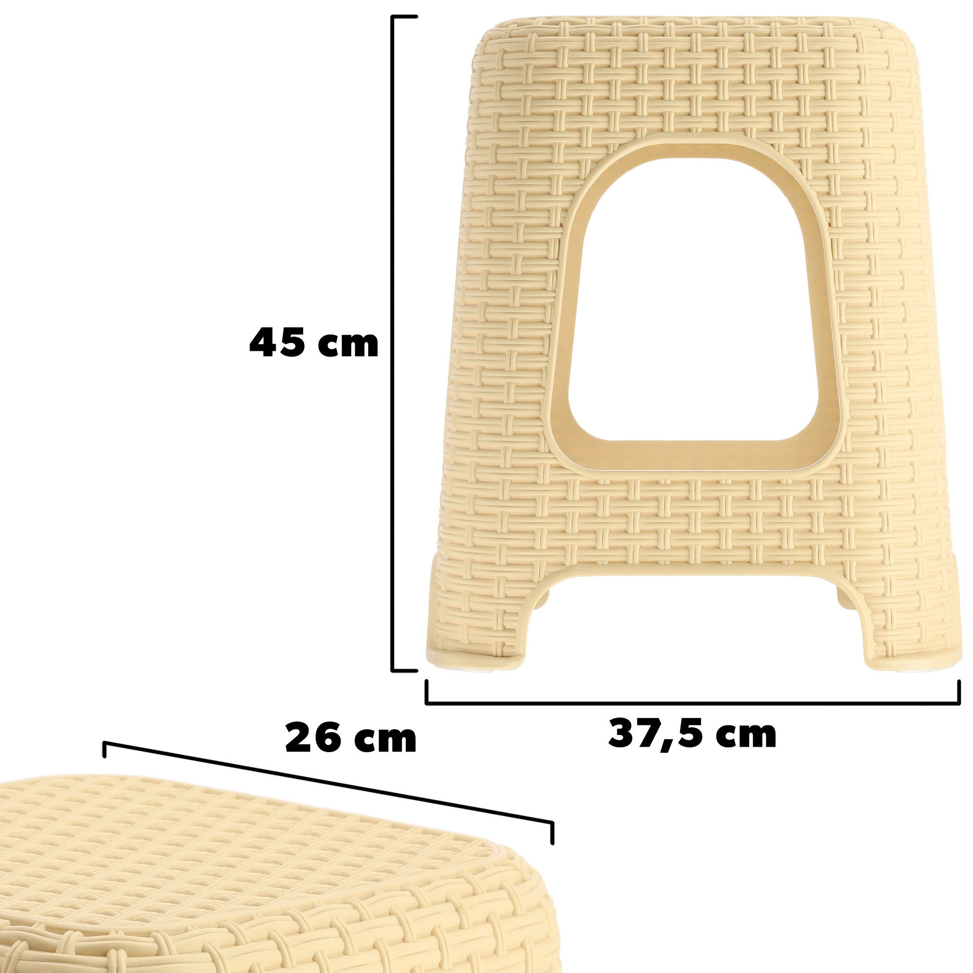 Taboret rattan 45 x 26 cm beżowy, 4 szt.