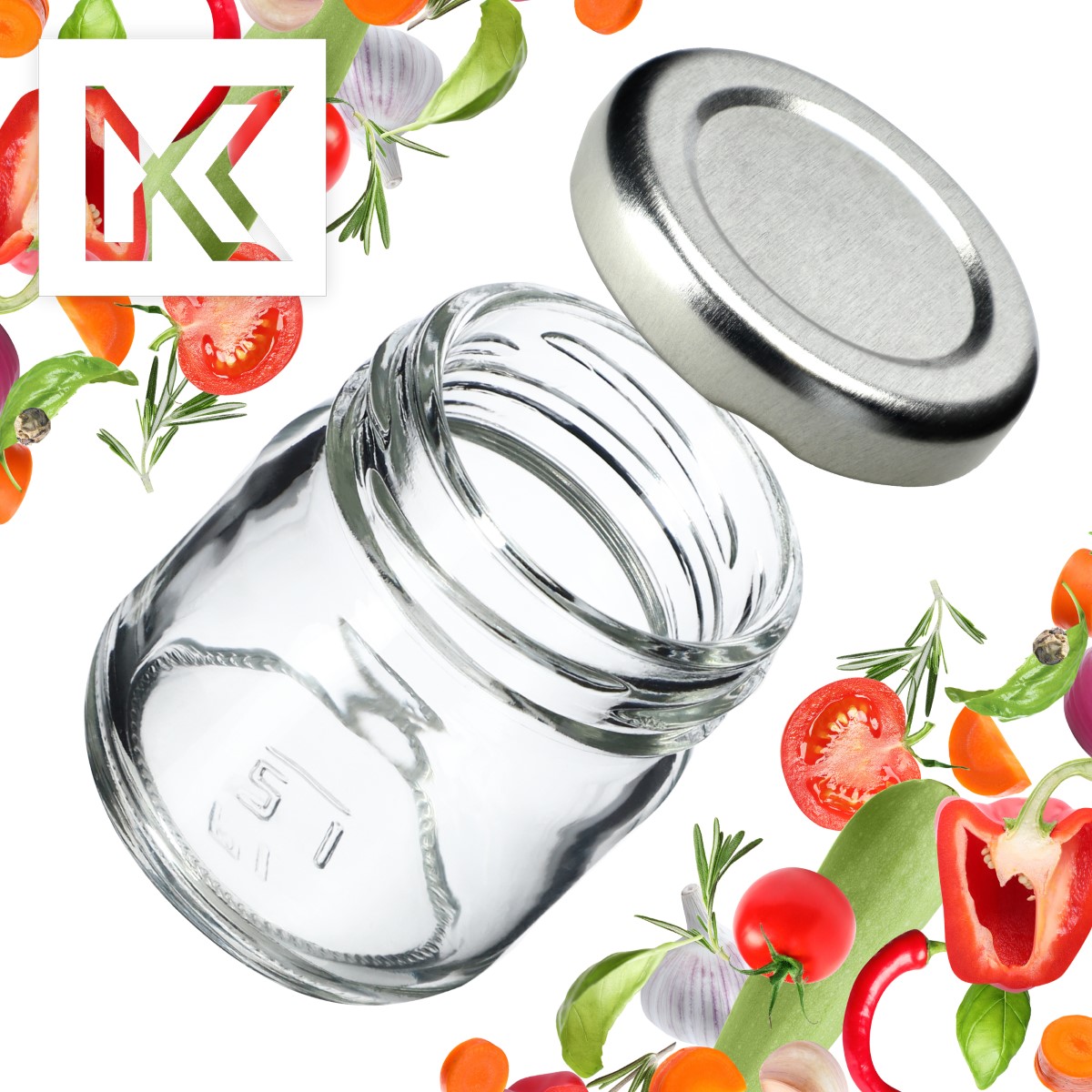 Słoiki na przetwory Halli 40ml 20szt 43 mm + wieczka srebrne