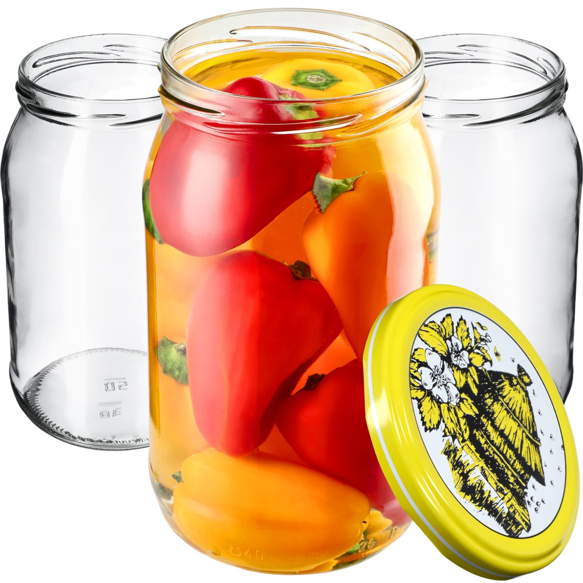 Słoiki na przetwory Niva 760ml 8szt fi 82 mm + wieczka "Pszczoły"