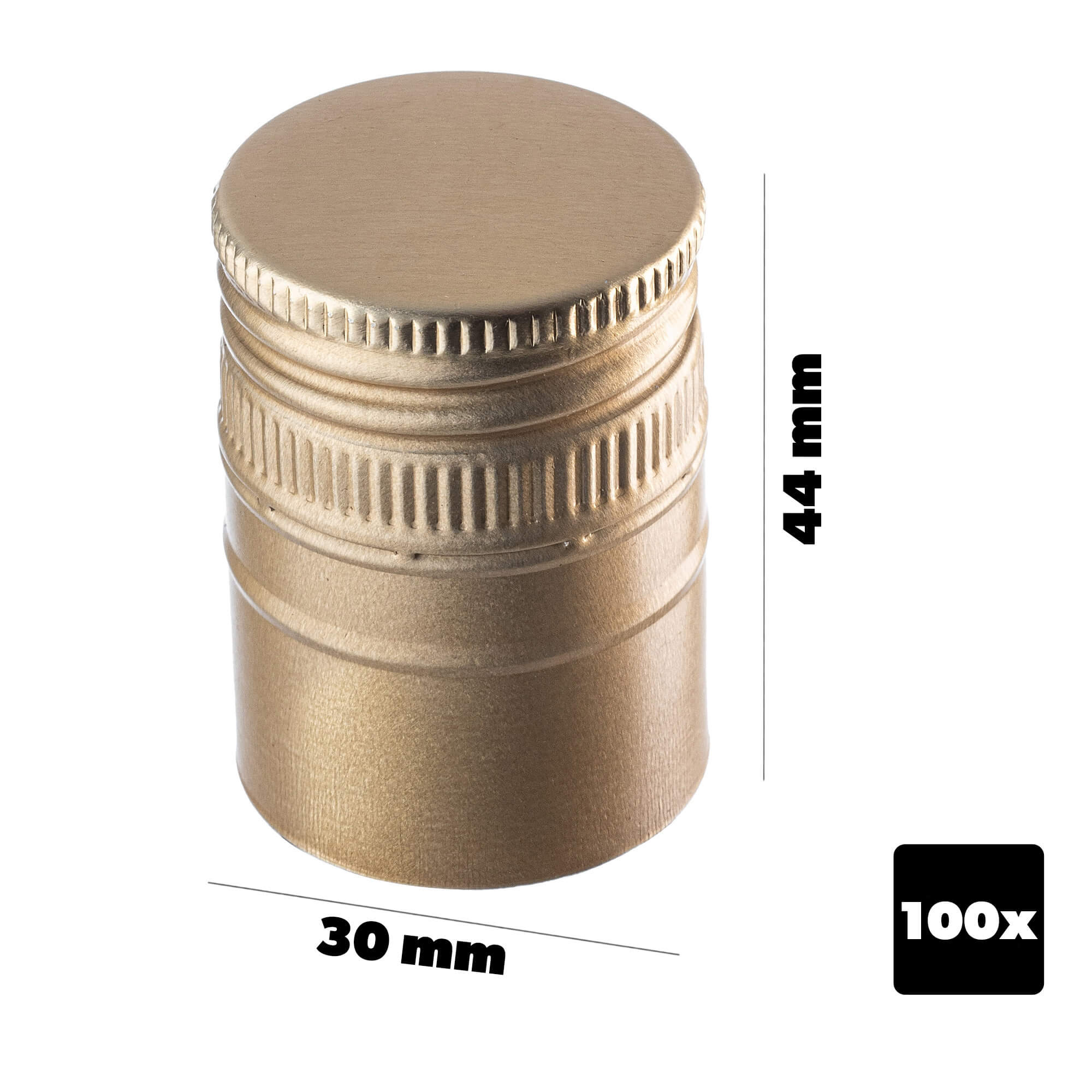 Aluminiowa zakrętka do butelek Annot fi 30mm długa złota 100 szt.