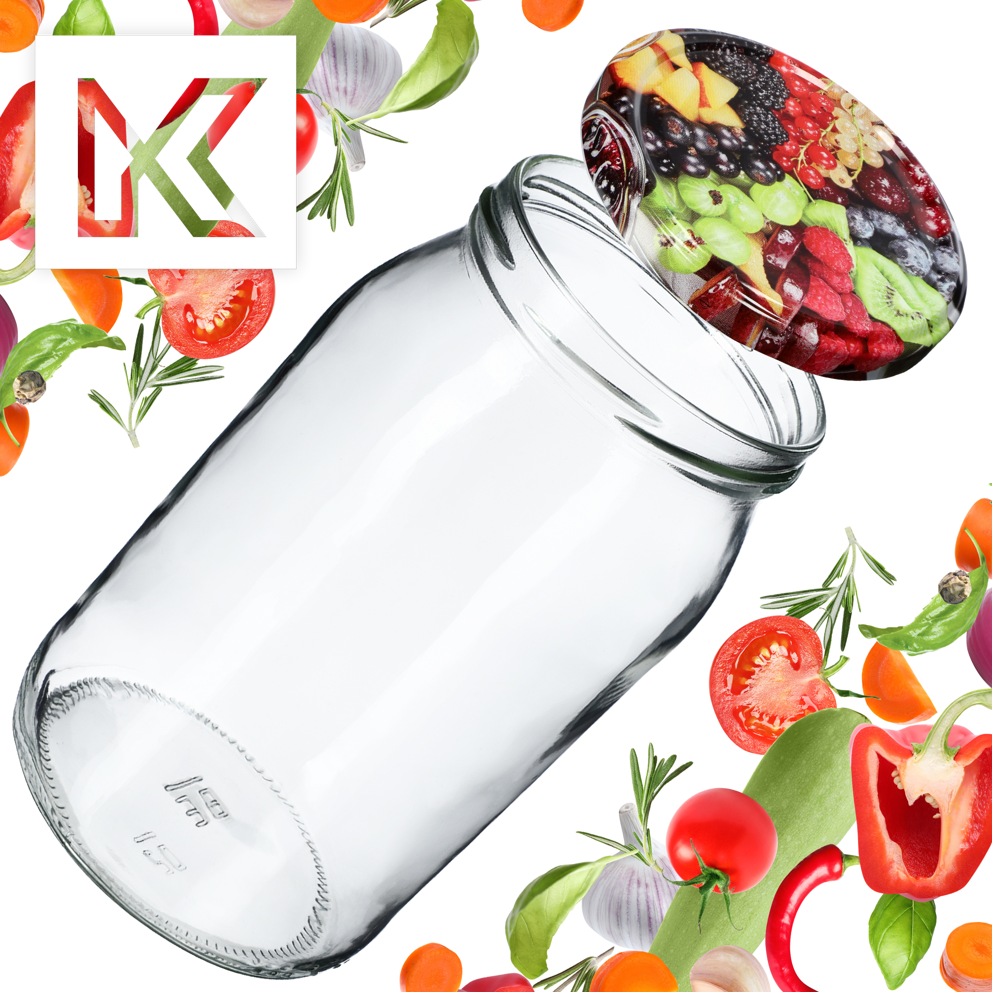 Słoiki na przetwory Niva 760ml 8szt fi 82 mm + wieczka "Mix owoców"