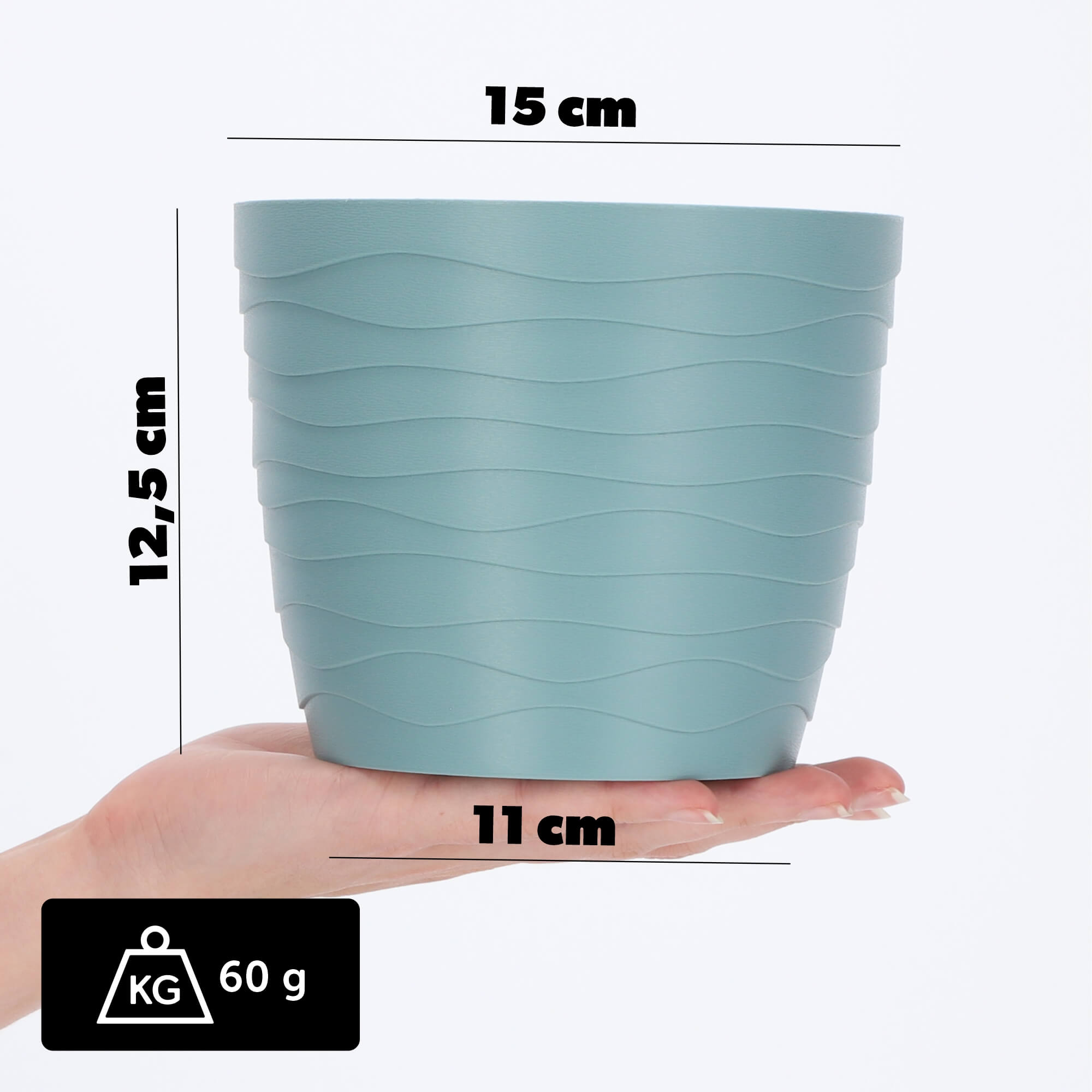 Doniczka okrągła Ufra 15 cm, zielona