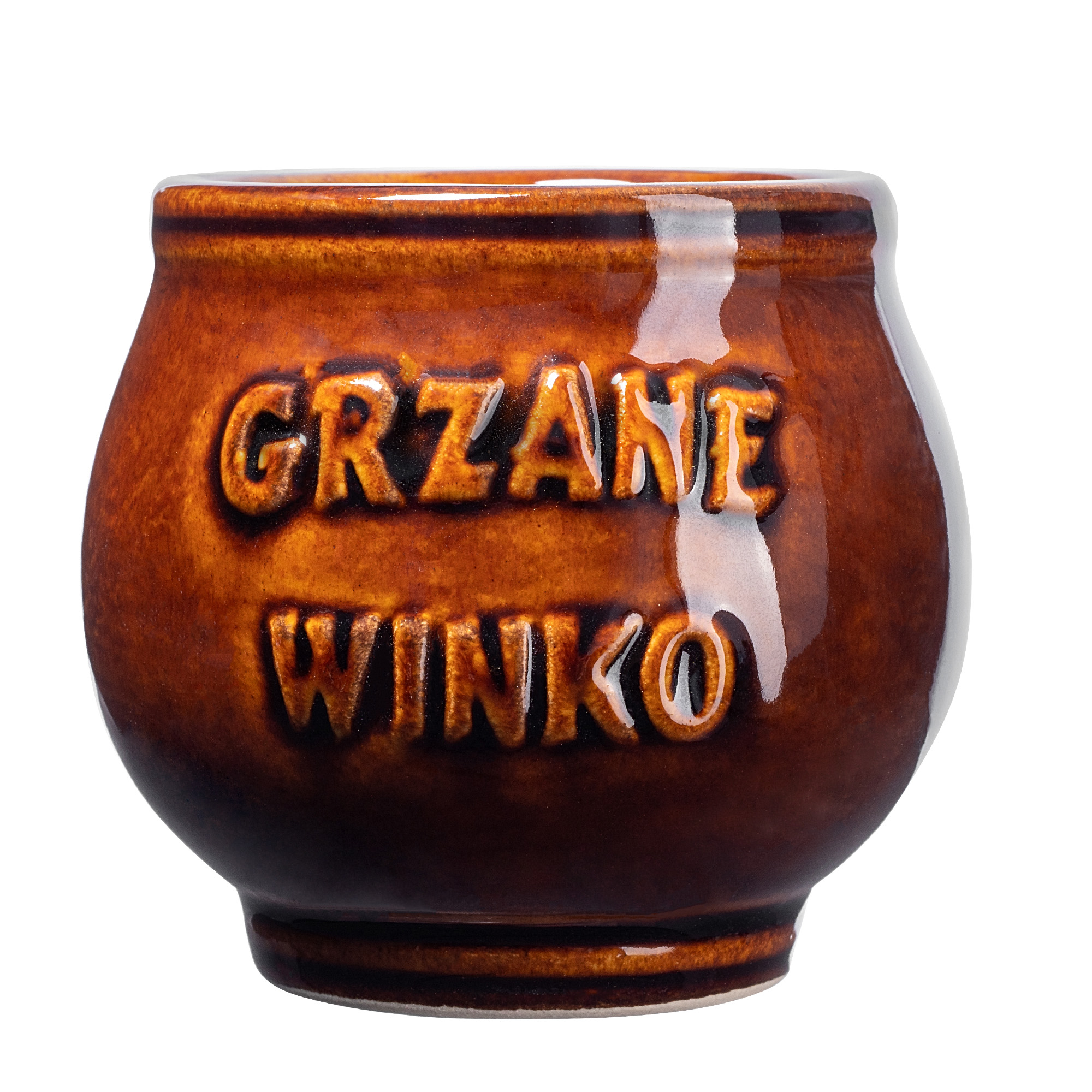 Kubek kamionkowy Olympia 0,3L z napisem "Grzane Winko", 4 szt.
