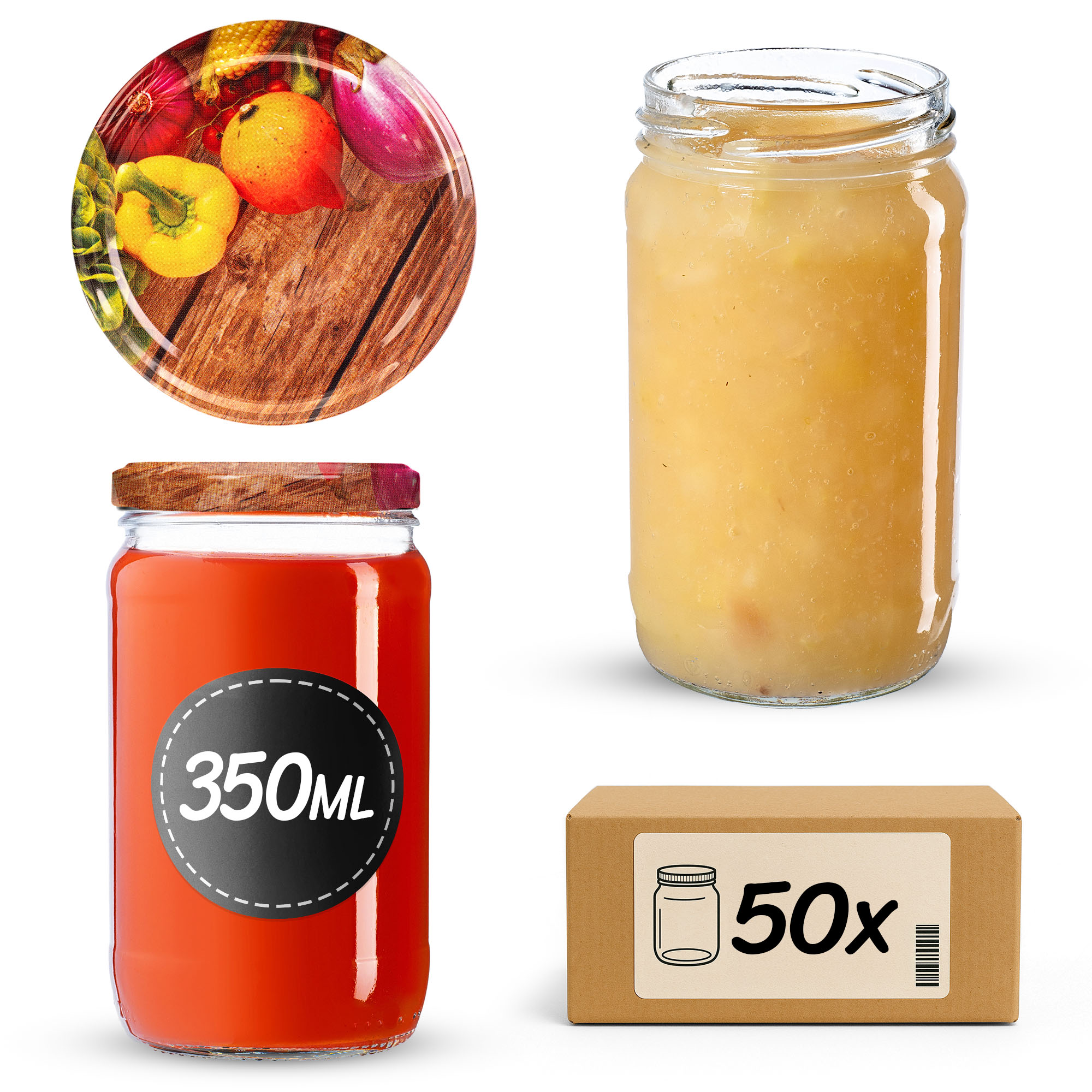 Słoiki na przetwory Gera 350ml fi 66 mm 50szt + wieczko Warzywa
