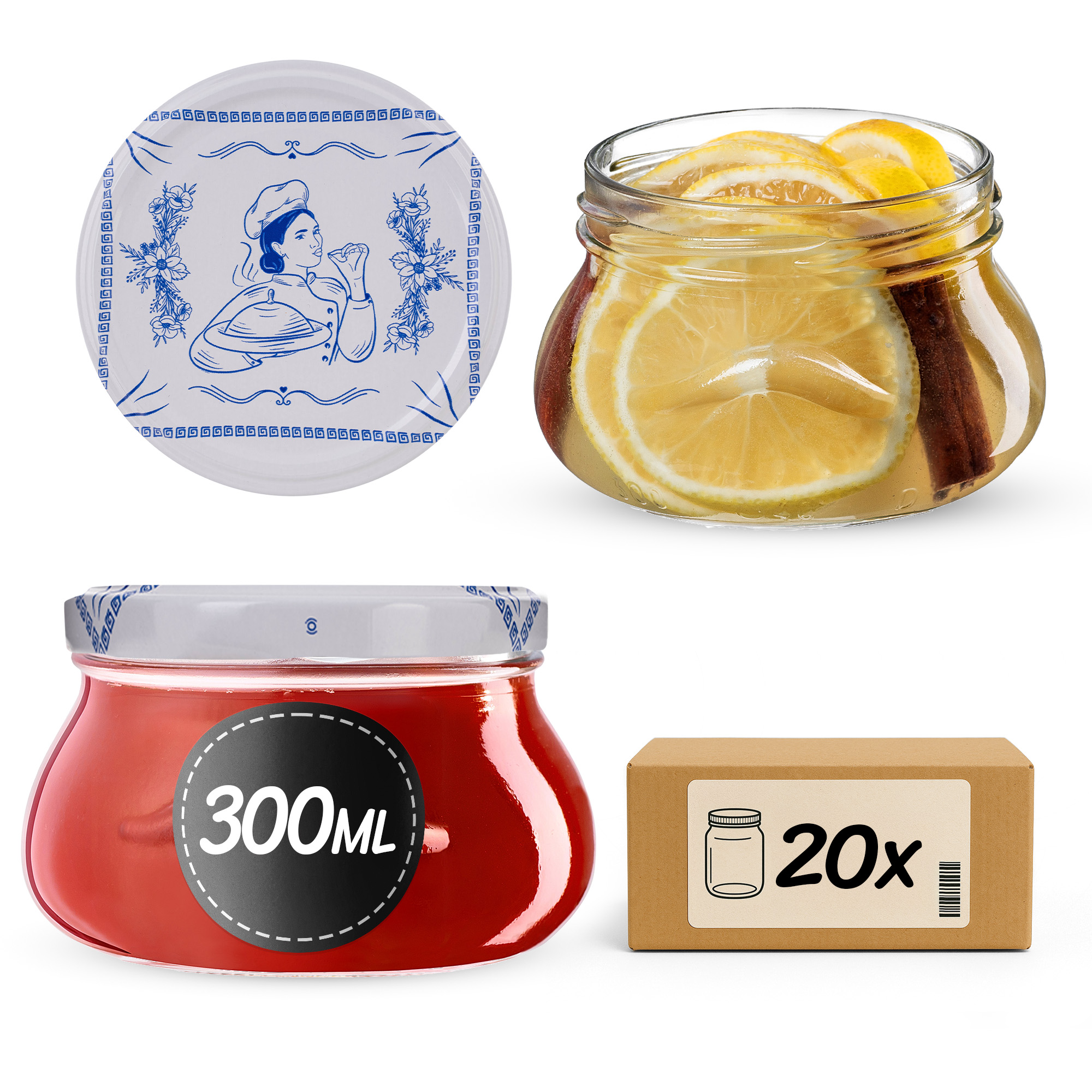 Słoiki na przetwory Raja 300ml fi 82 mm 20szt + wieczko Makatka