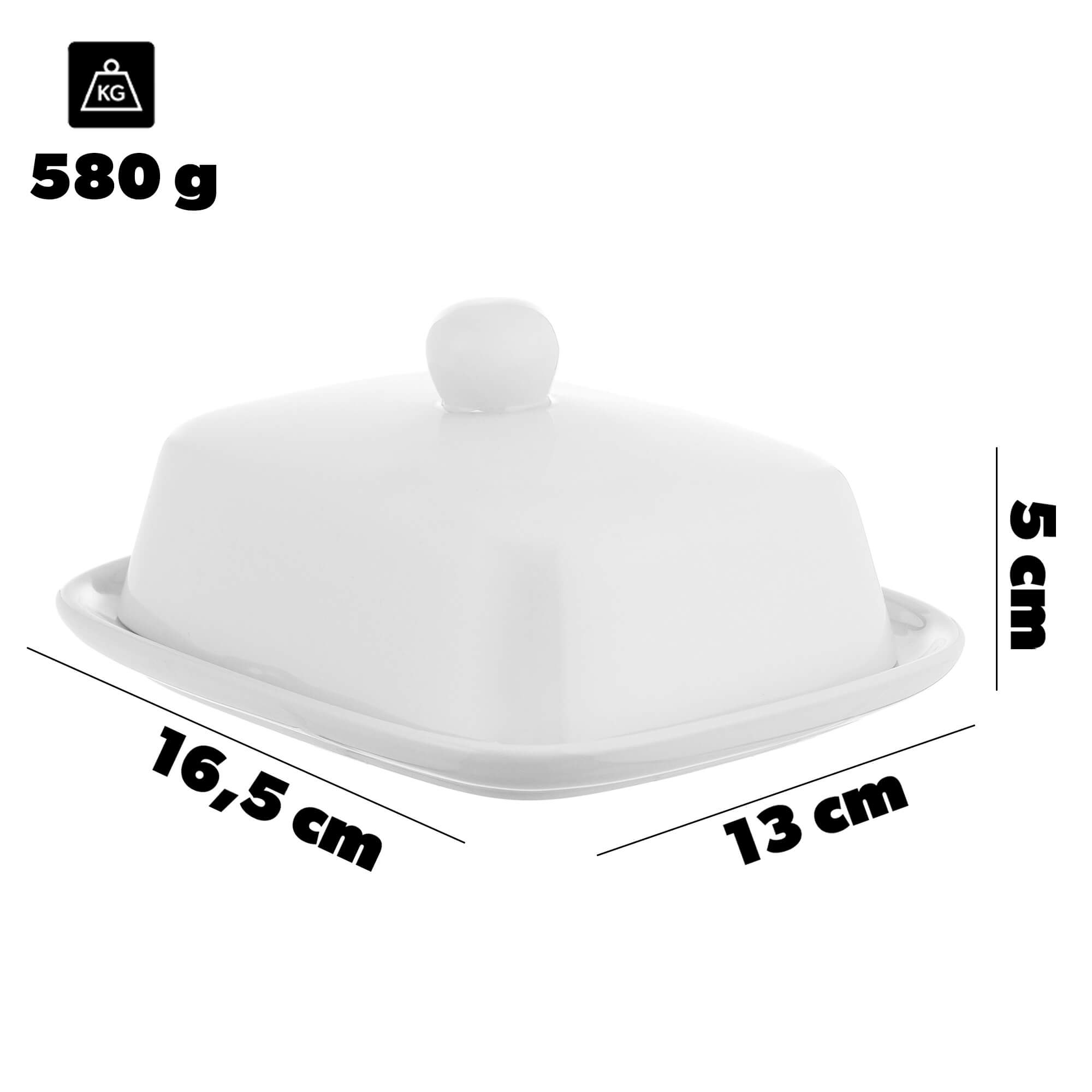 Porcelanowa maselnica Vesc 16.5 x 13 cm biała